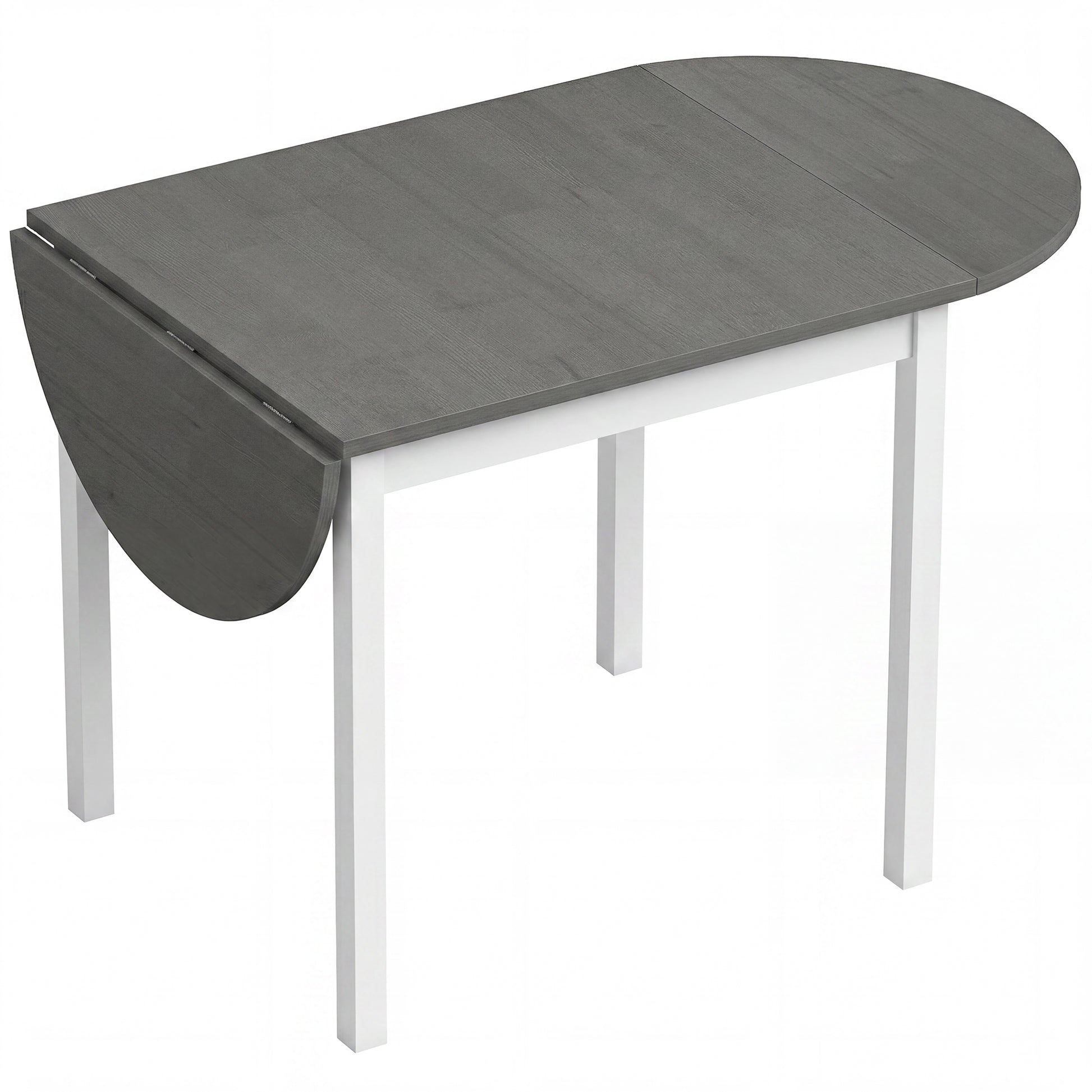 Photo of HOMCOM 4-6 Person Wooden Drop-Leaf Table - Grey in Grey colour on a white background