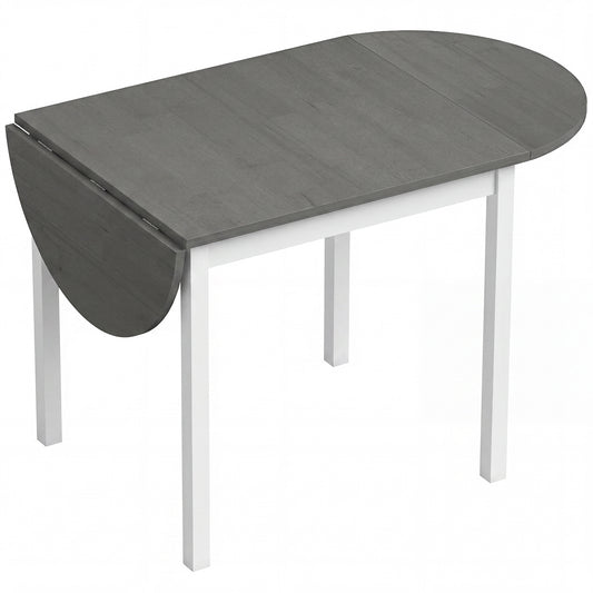 Photo of HOMCOM 4-6 Person Wooden Drop-Leaf Table - Grey in Grey colour on a white background