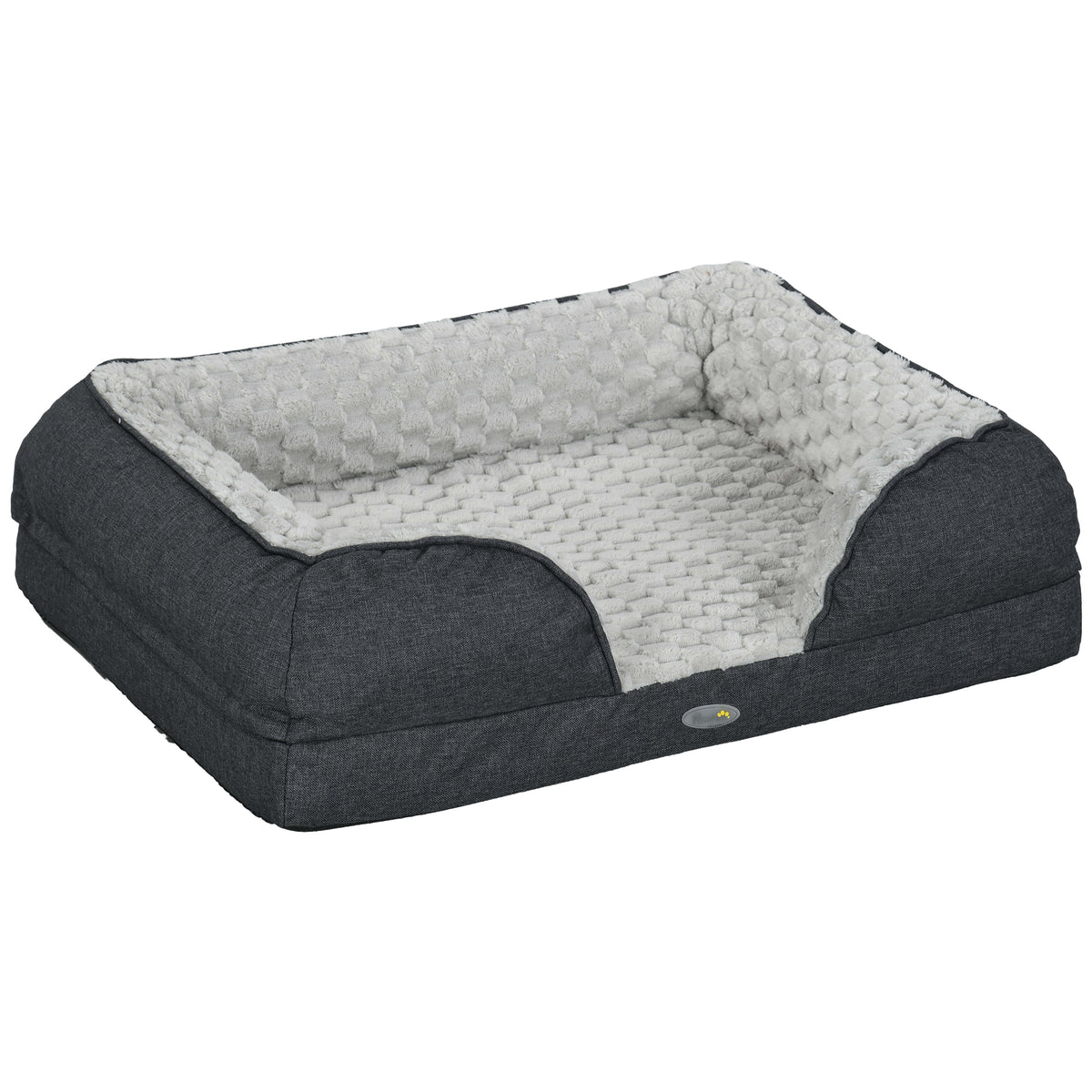 Photo of PawHut Calming Dog Bed Pet Mattress w/ Removable Cover, Anti-Slip Bottom, for Small Dogs, 70L x 50W x 18Hcm - Charcoal Grey in Grey colour on a white background