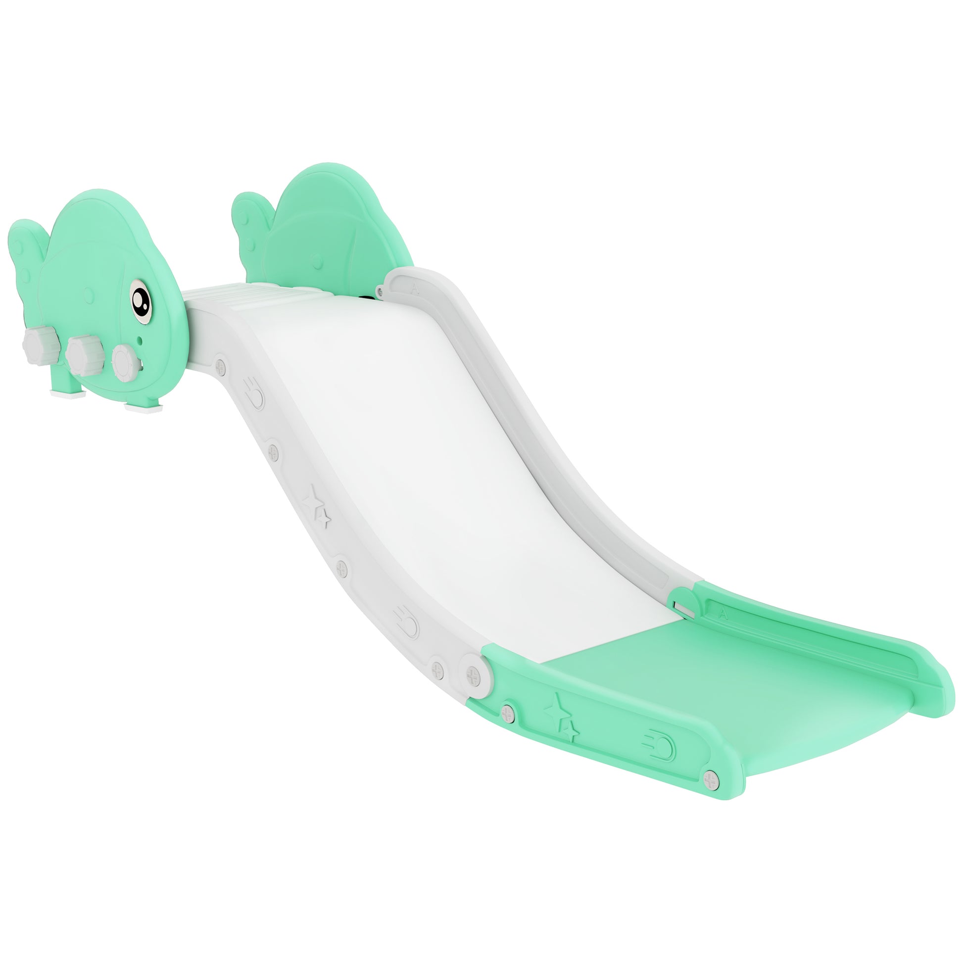 Photo of AIYAPLAY Kids Sofa Slide with 130cm Extended Length, HDPE Toddler Slide for Sofa, Bed, Stairs, Easy Assemble & Storage, Green in Green colour on a white background