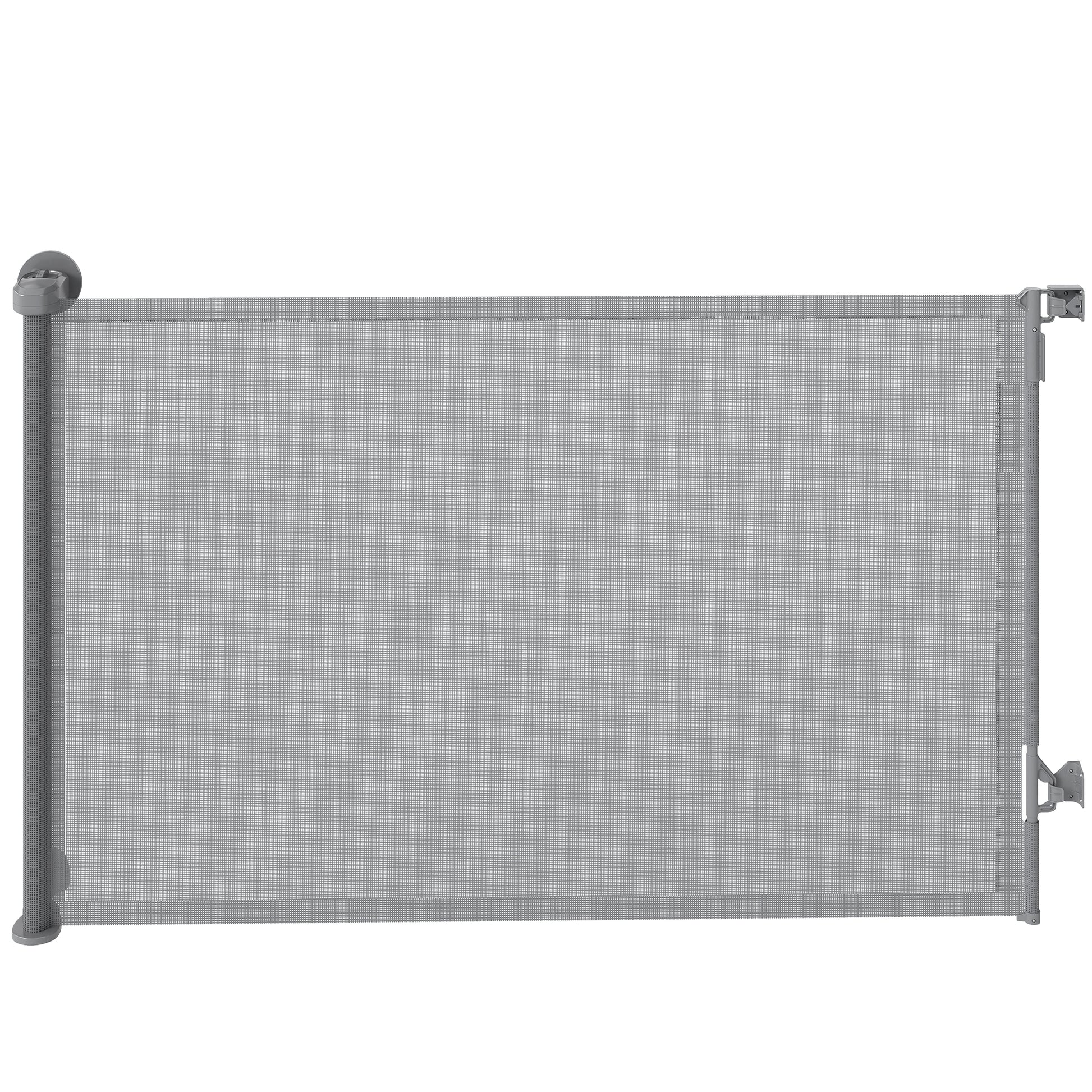 Photo of PawHut Retractable Dog Gate, Extends to 140 cm Wide & 93 cm Tall, Mesh Pet Gate with Single Hand Operation, for Stairs Doorways in Doorways colour on a white background