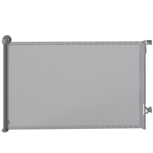 Photo of PawHut Retractable Dog Gate, Extends to 140 cm Wide & 93 cm Tall, Mesh Pet Gate with Single Hand Operation, for Stairs Doorways in Doorways colour on a white background