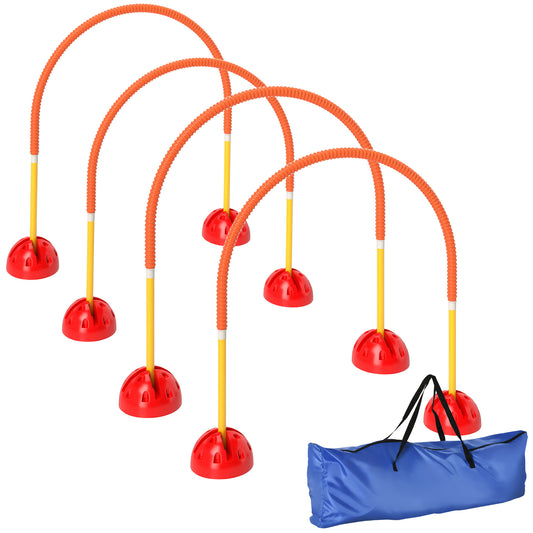 Photo of PawHut 4-Piece Dog Agility Training Equipment with 4 Adjustable Width Doors, Bag, for Garden, Orange in Orange colour on a white background
