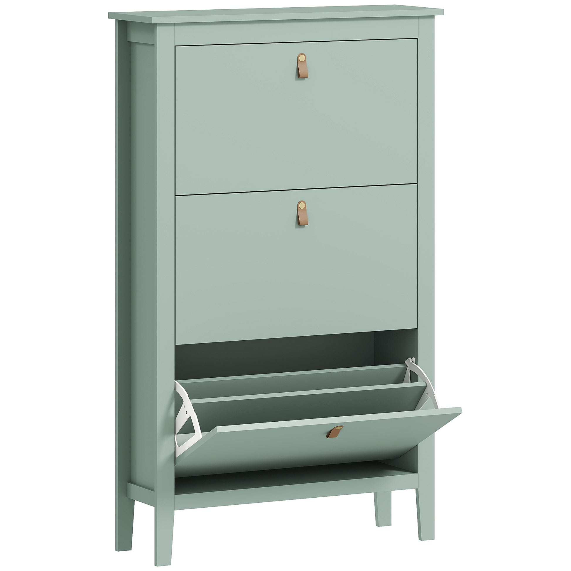 Photo of HOMCOM Modern Three-Drawer Shoe Cabinet - Green in Green colour on a white background