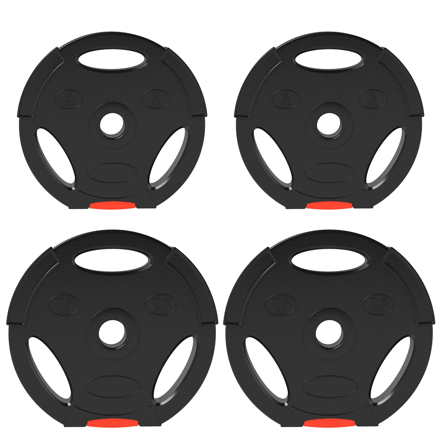 Photo of SPORTNOW Weight Plates Set, with Two 7.5kg and Two 5kg weights, Black in Black colour on a white background