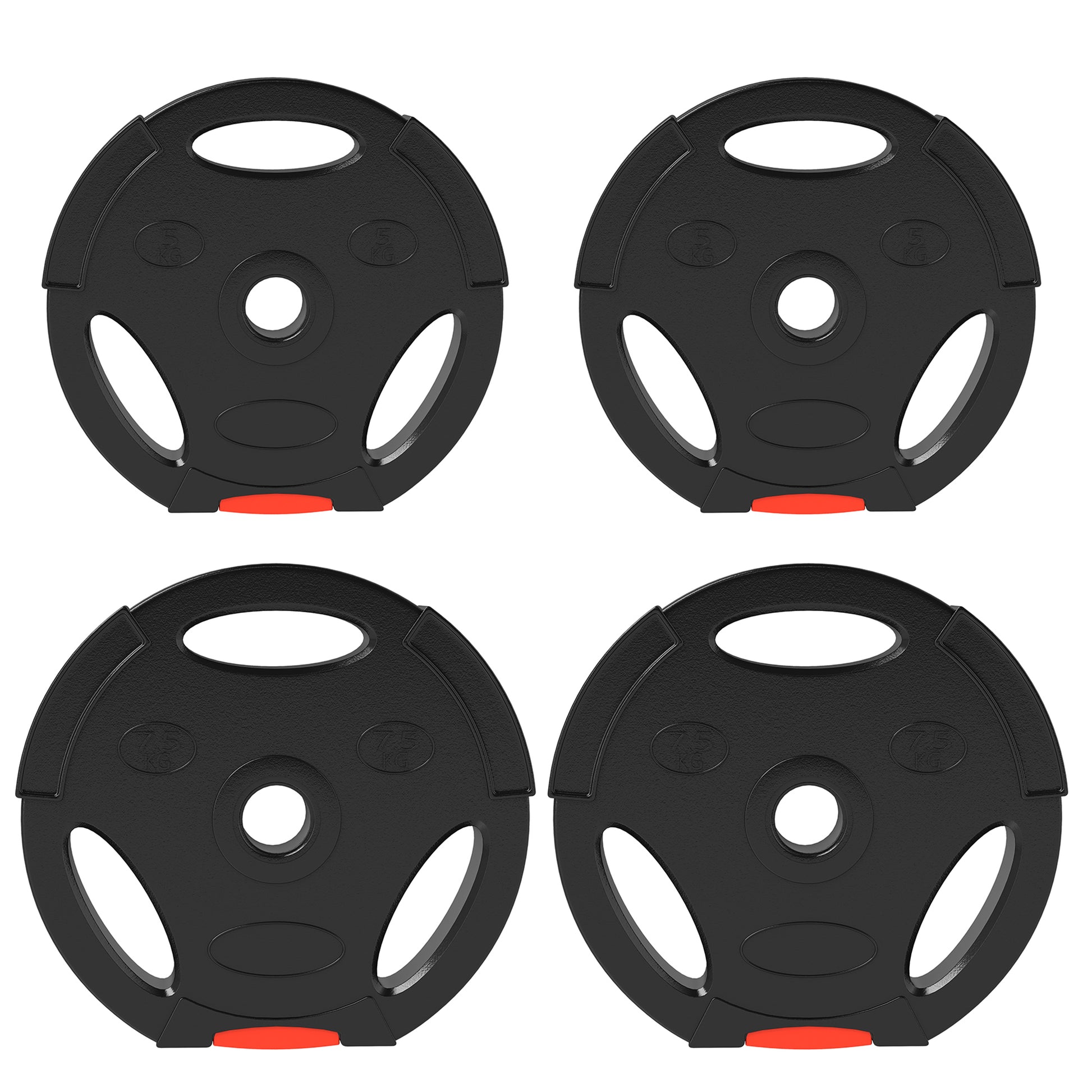Photo of SPORTNOW Weight Plates Set, with Two 7.5kg and Two 5kg weights, Black in Black colour on a white background