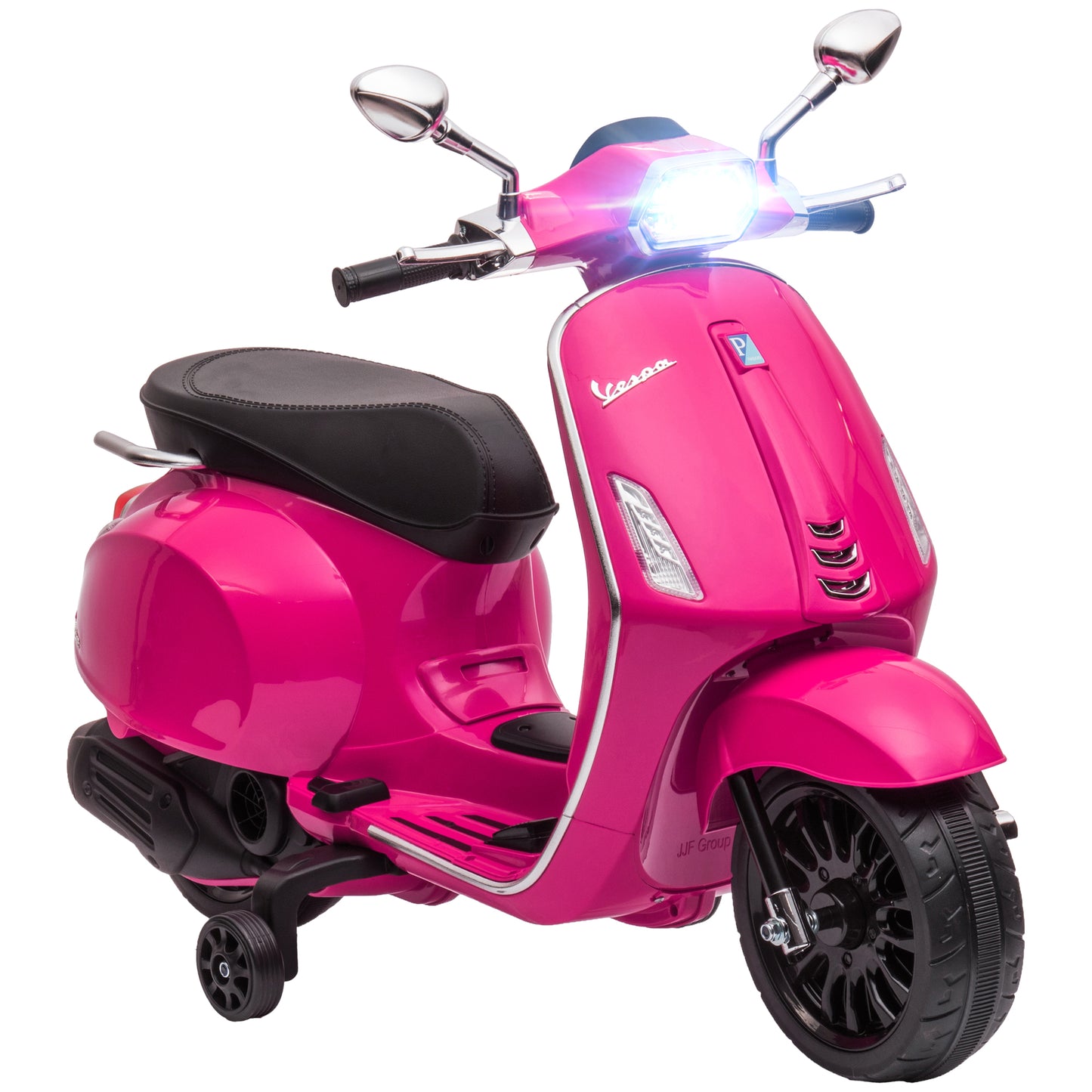 Photo of AIYAPLAY 12V Vespa Licensed Kids Electric Motorbike w/ Music, Headlights, FM Radio, for 3-6 Years - Pink in Pink colour on a white background