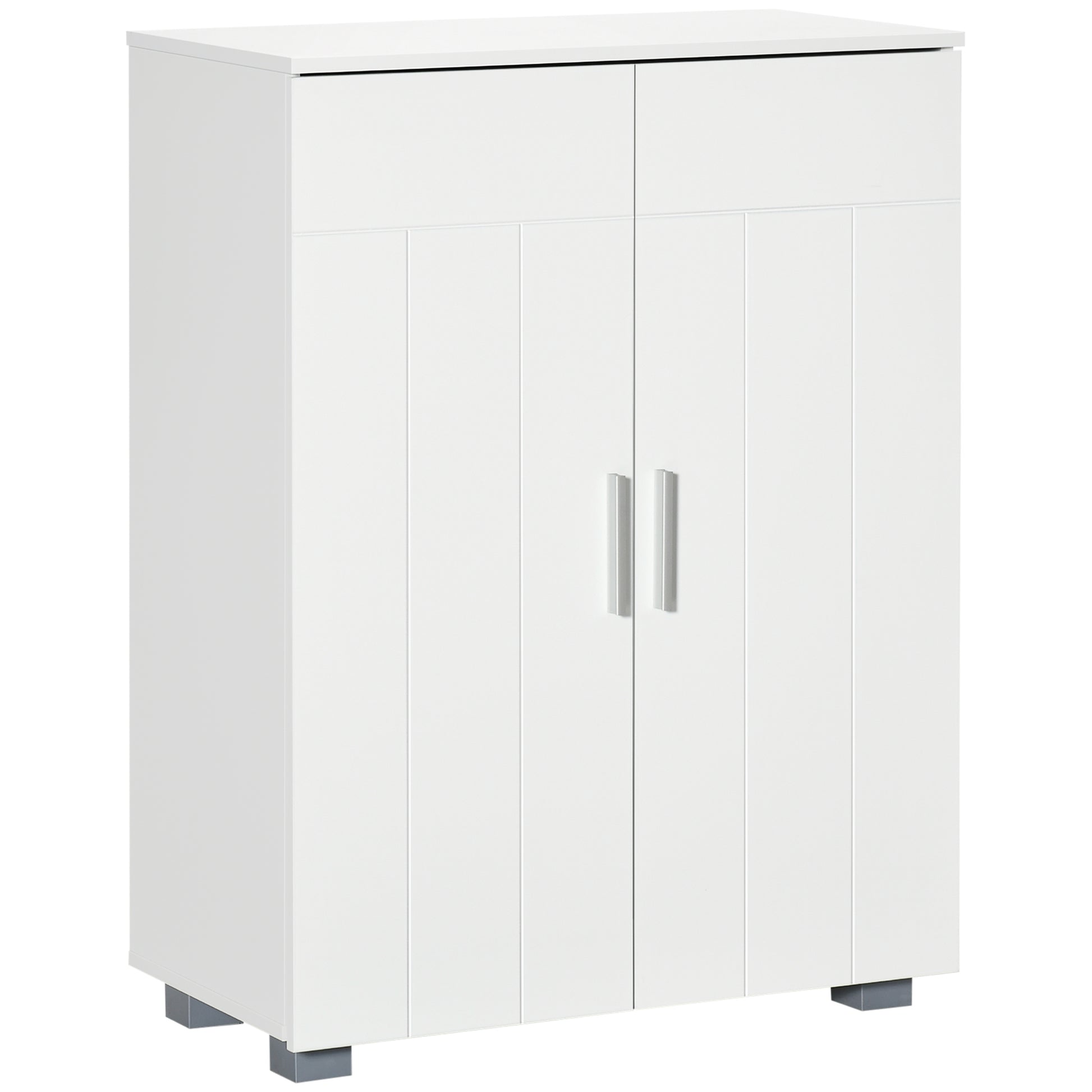 Photo of kleankin Modern Bathroom Floor Cabinet, Free Standing Linen Cabinet, Storage Cupboard with 3 Tier Shelves, White in White colour on a white background