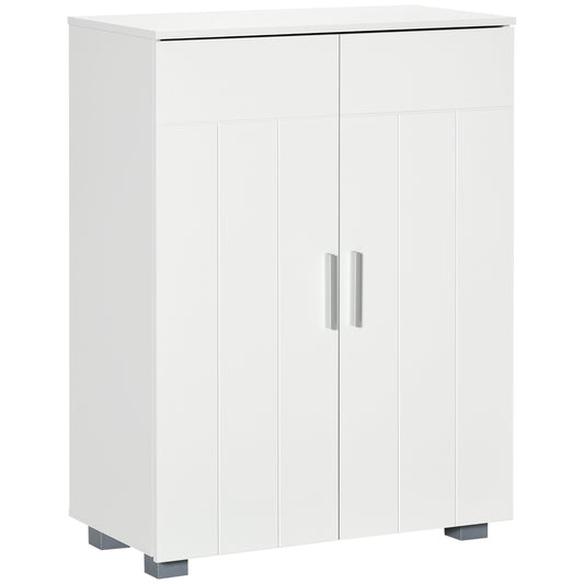 Photo of kleankin Modern Bathroom Floor Cabinet, Free Standing Linen Cabinet, Storage Cupboard with 3 Tier Shelves, White in White colour on a white background