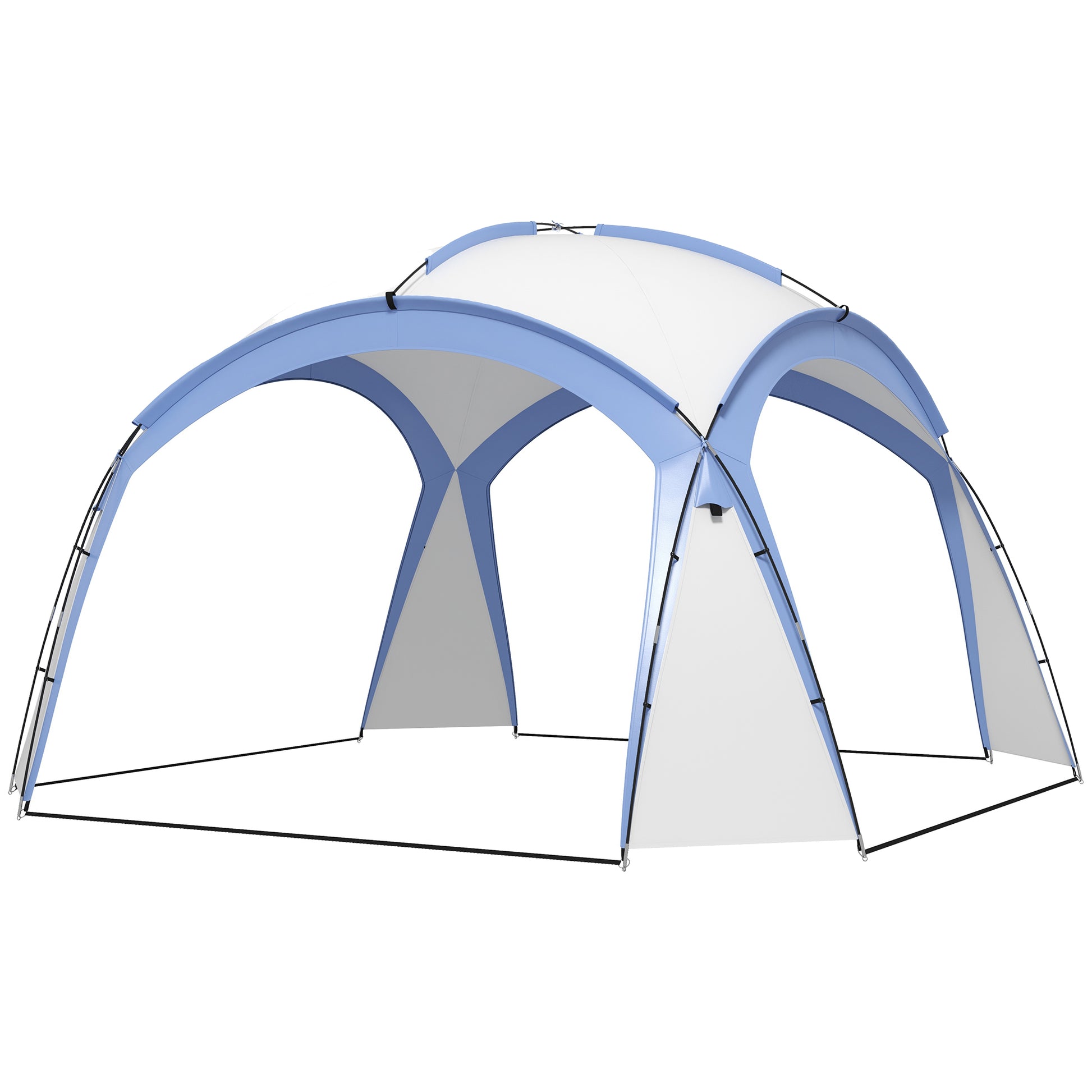 Photo of Outsunny 3.5 x 3.5M Camping Gazebo, Outdoor Event Shelter Dome Tent Garden Sun Shelter Patio Spire Arc Pavilion Camp Sun Shade Tent for 6-8 Person, Light Blue in Blue colour on a white background