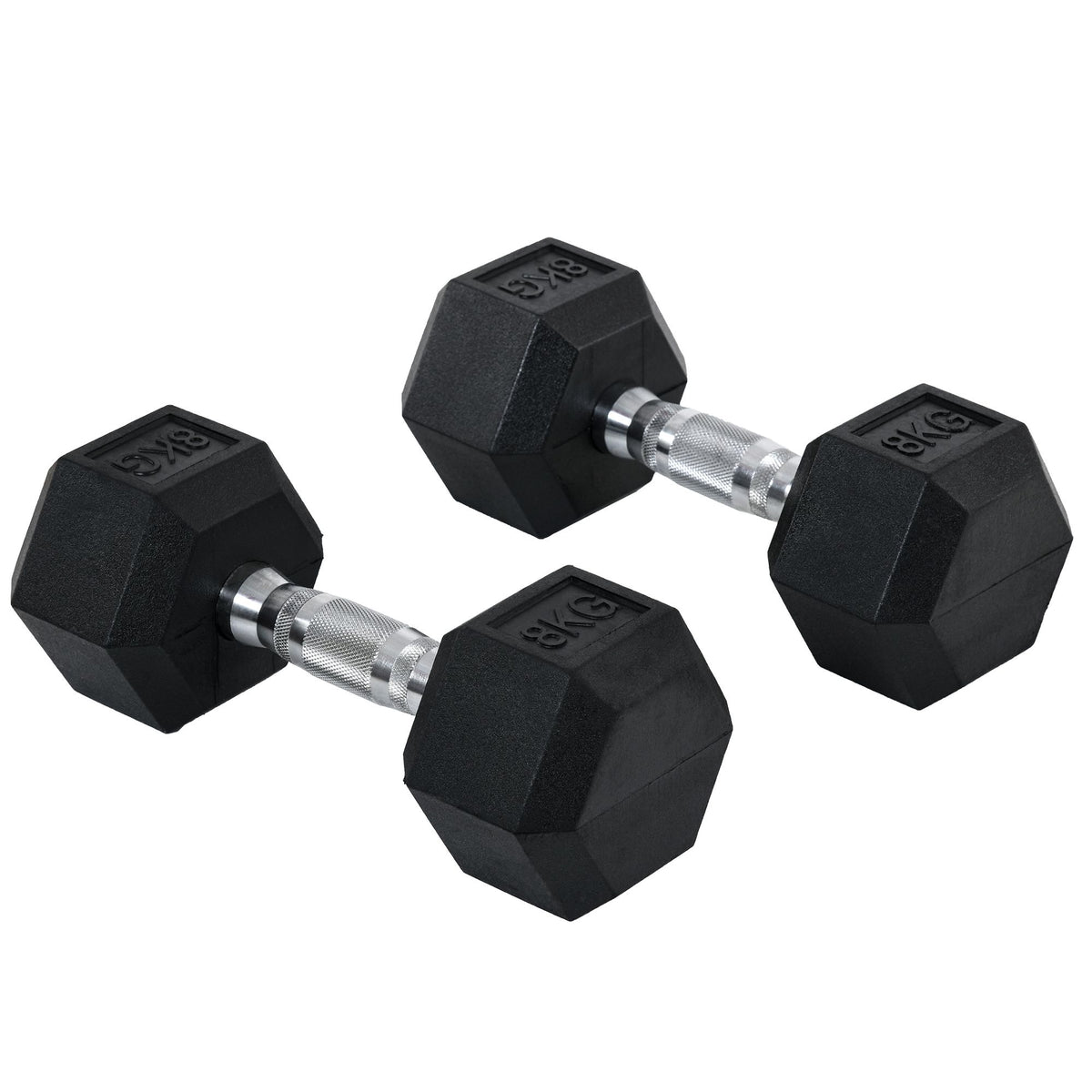 Photo of HOMCOM 2x8kg Hex Dumbbell Rubber Weights Sets Hexagonal Gym Fitness Lifting Home in Home colour on a white background