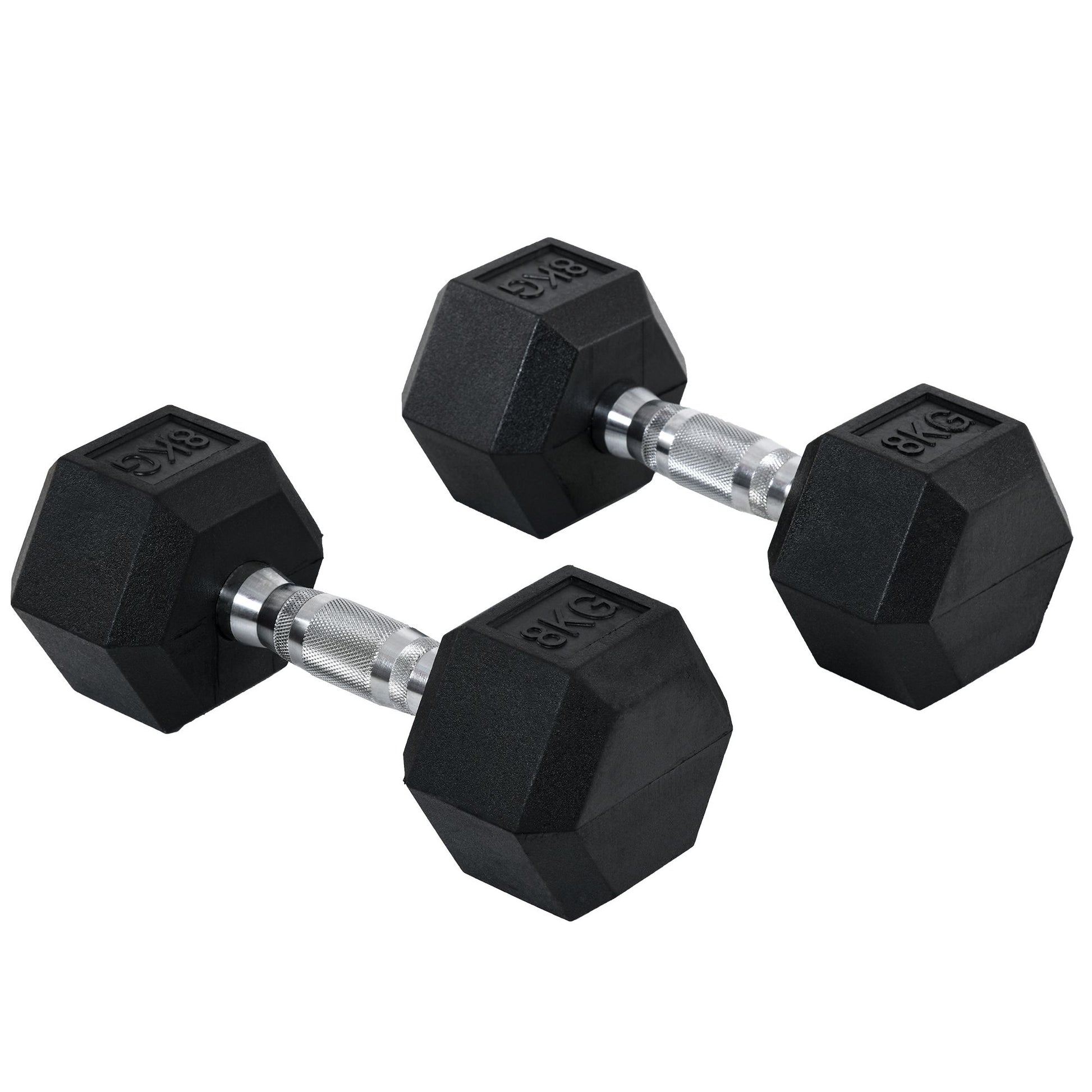 Photo of HOMCOM 2x8kg Hex Dumbbell Rubber Weights Sets Hexagonal Gym Fitness Lifting Home in Home colour on a white background