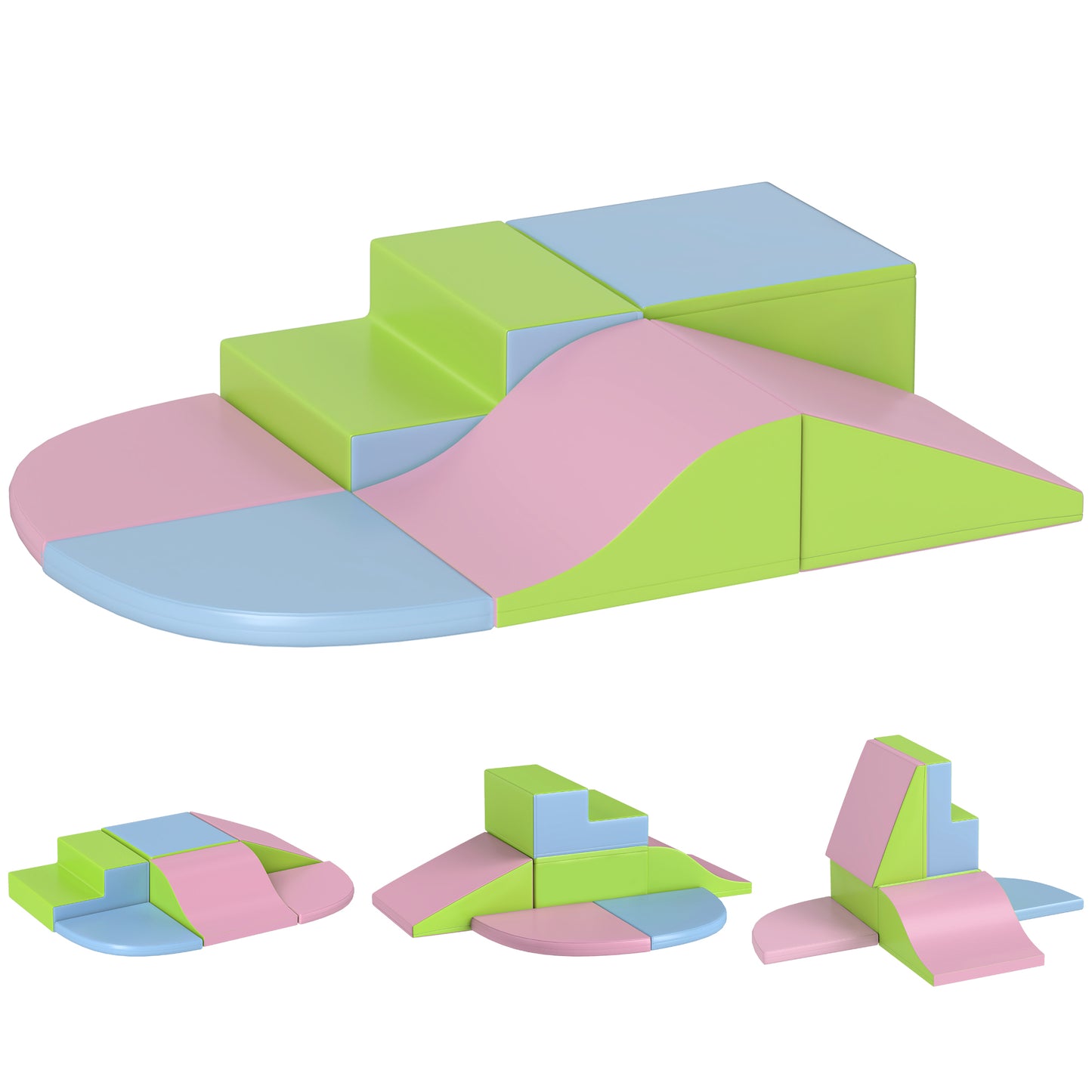 Photo of HOMCOM 6 Piece Soft Play Equipment for Kids Climb and Crawl, Pink in Pink colour on a white background