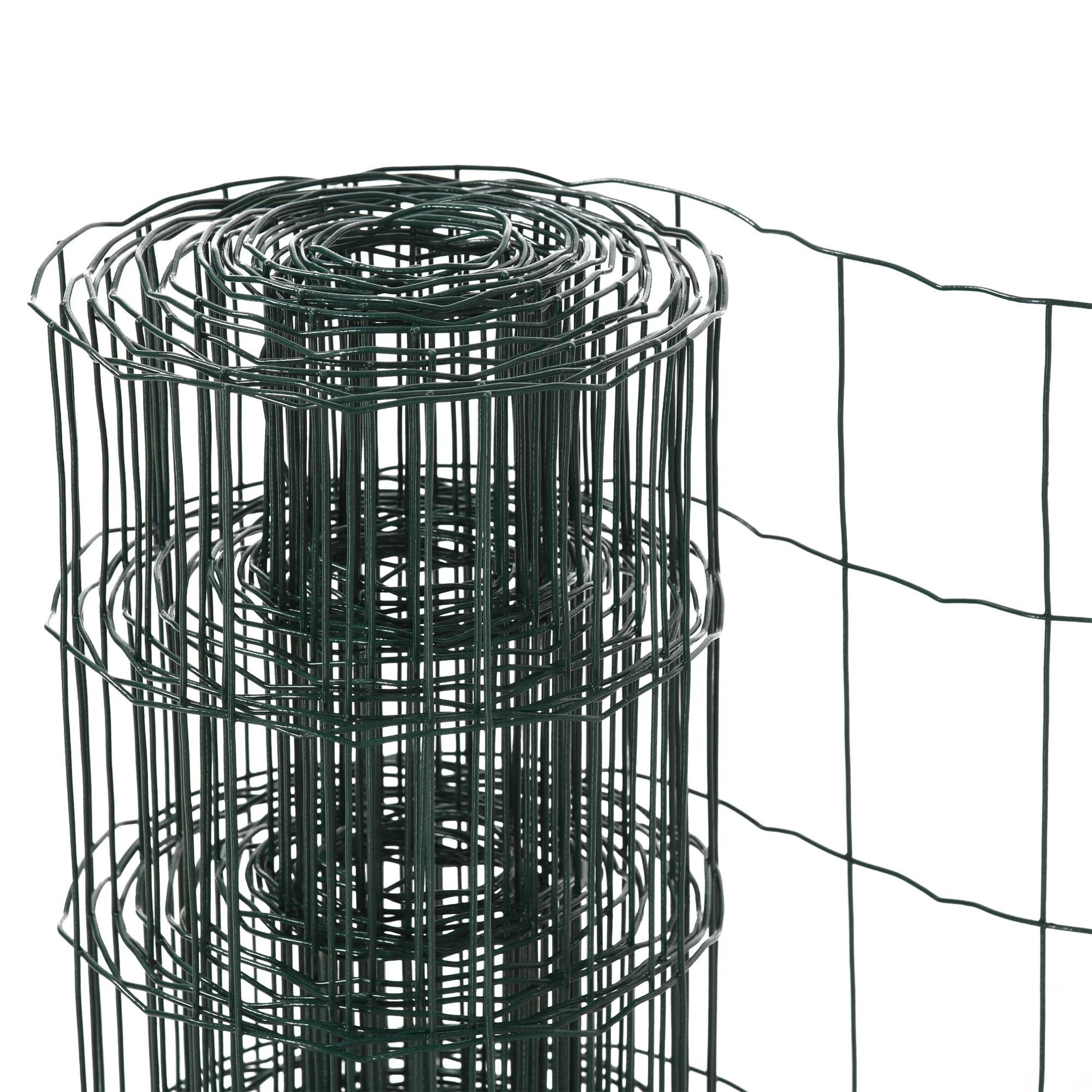 Photo of PawHut 0.6M x 10M Chicken Wire Mesh Roll Rabbit Poultry Animal Fence PVC Coated Steel Metal Garden Netting Fencing in Fencing colour on a white background