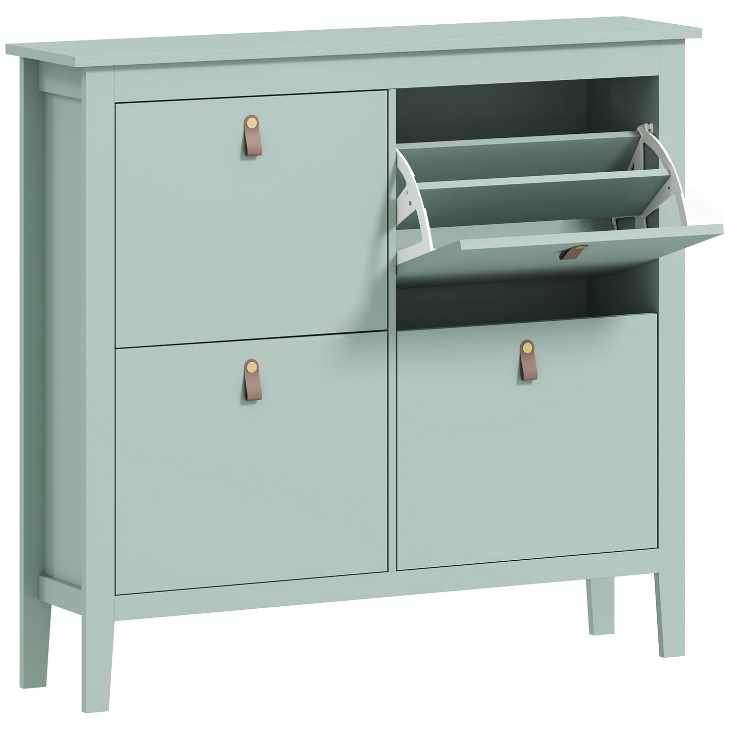 Photo of HOMCOM Modern Four-Drawer Shoe Cabinet - Green in Green colour on a white background