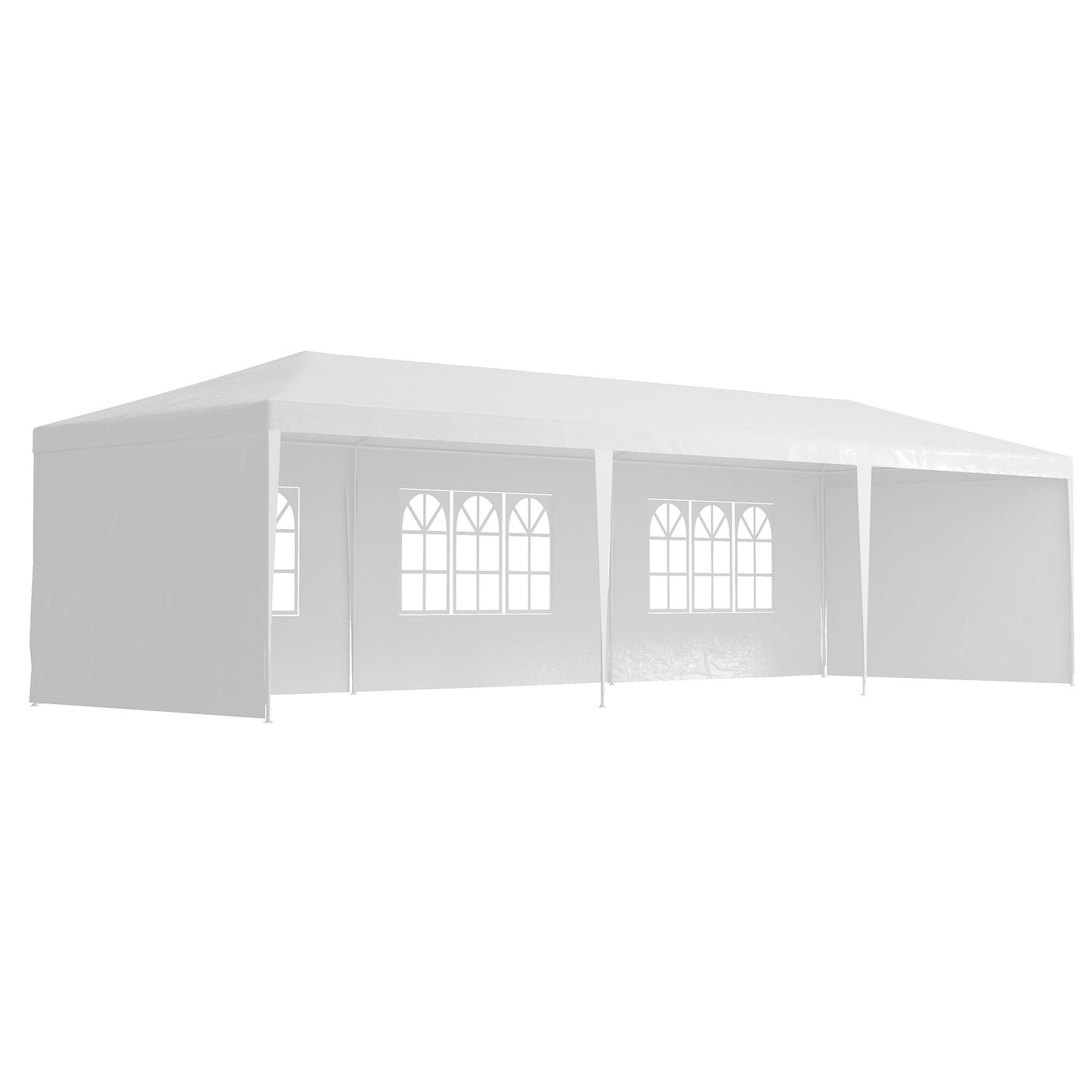 Photo of Outsunny 9 x 3 m Party Tent Gazebo Marquee Outdoor Patio Canopy Shelter with Windows and Side Panels Black in Black colour on a white background