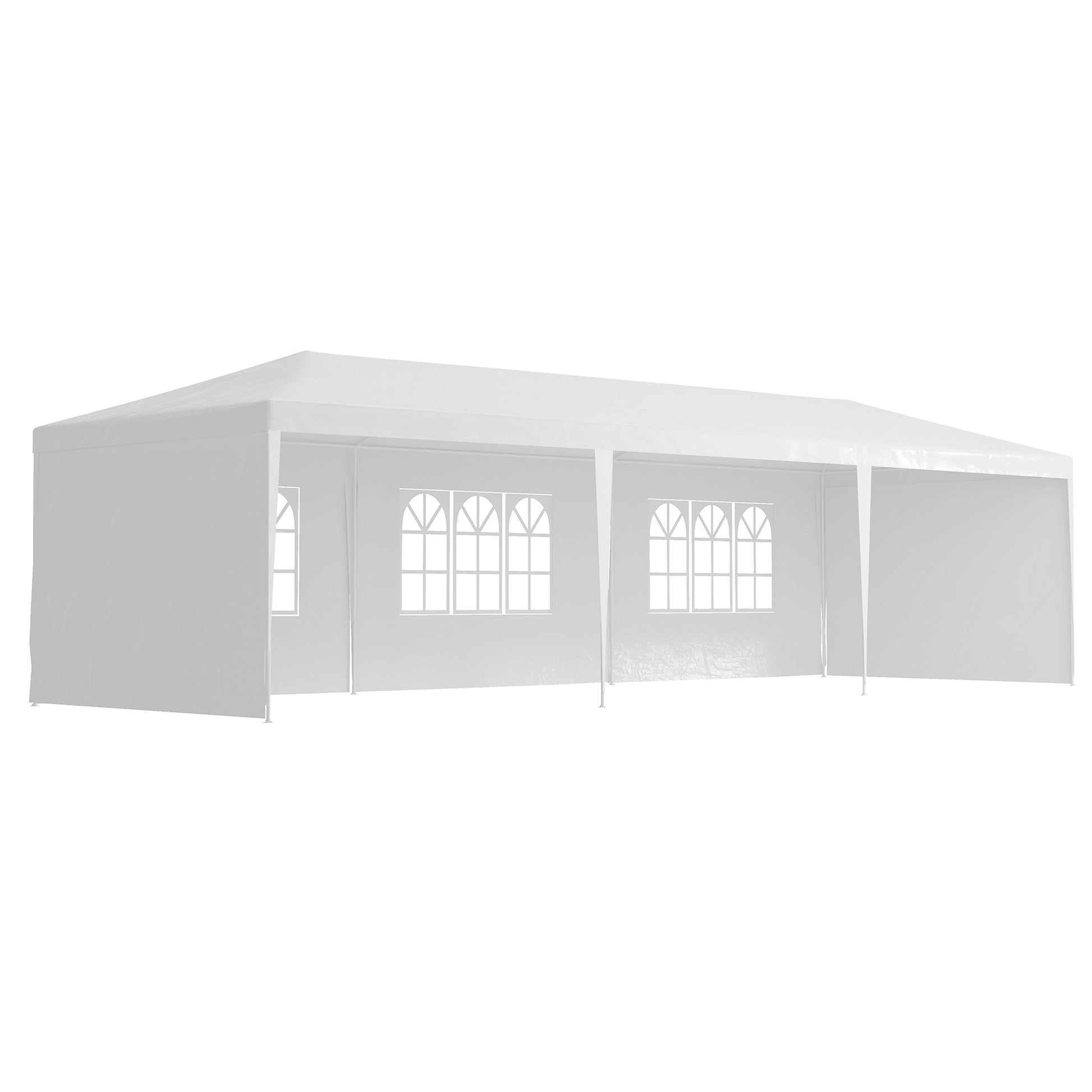 Photo of Outsunny 9 x 3 m Party Tent Gazebo Marquee Outdoor Patio Canopy Shelter with Windows and Side Panels Black in Black colour on a white background