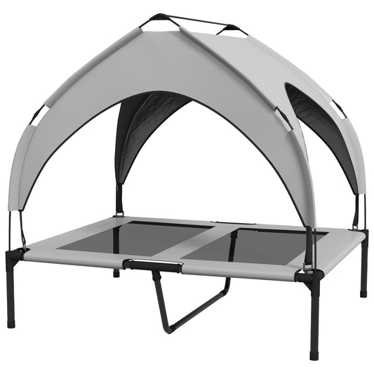 Photo of PawHut Cooling Raised Pet Bed w/ Washable Breathable Mesh, for Medium, Large Dogs, 91 x 76 x 89cm - Light Grey in Grey colour on a white background