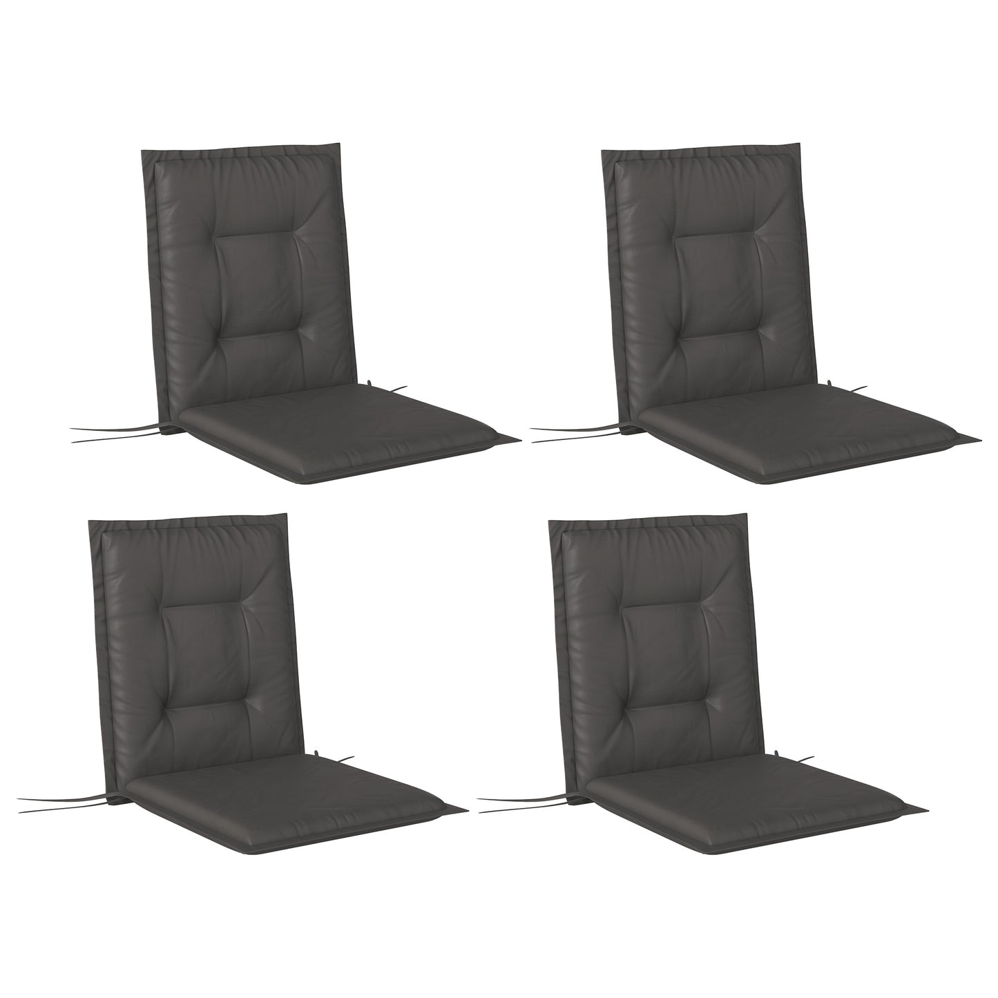 Photo of Outsunny Set of Four Padded Garden Seat Cushions - Charcoal Grey in Grey colour on a white background