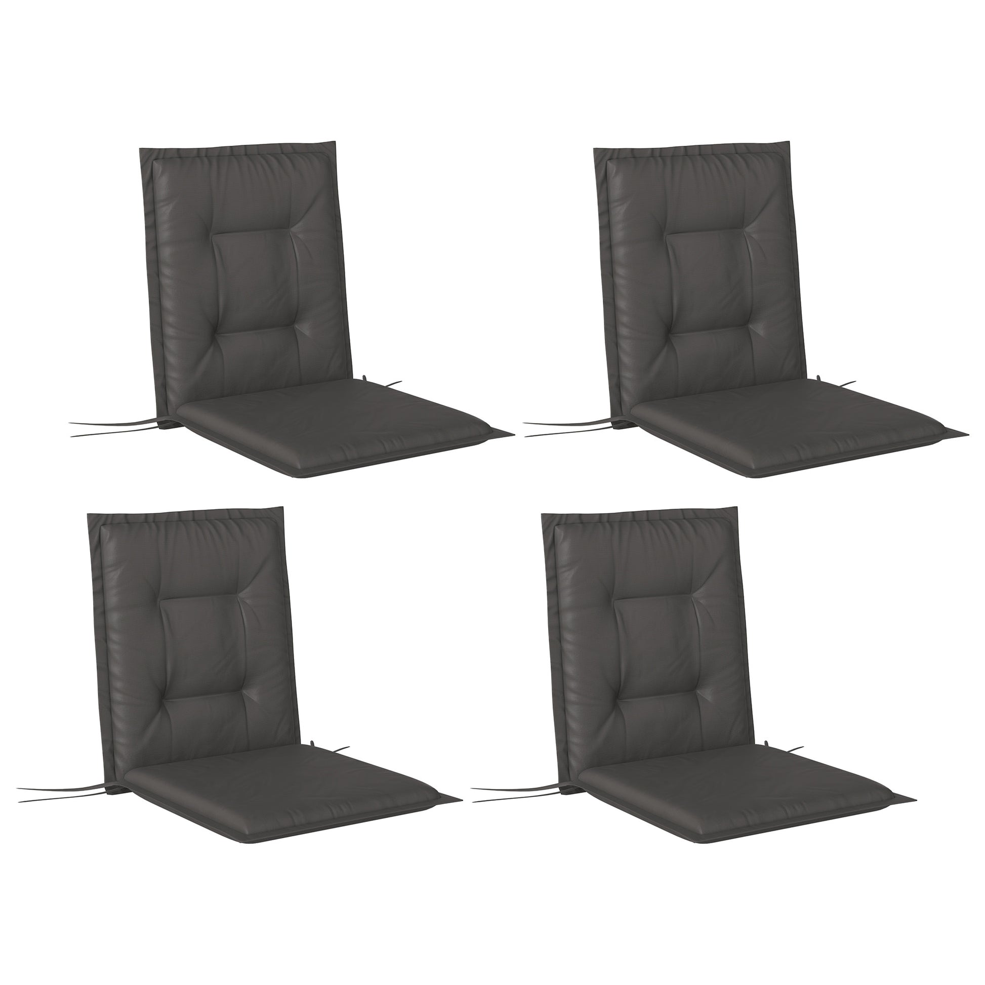 Photo of Outsunny Set of Four Padded Garden Seat Cushions - Charcoal Grey in Grey colour on a white background