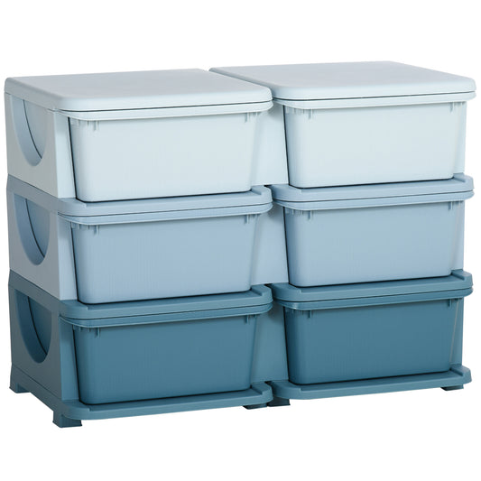 Photo of HOMCOM Kids Storage Unit, with Six Drawers - Blue in Blue colour on a white background