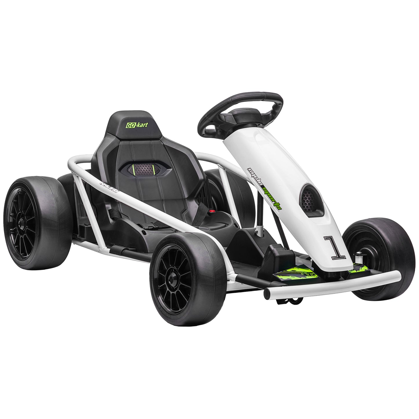 Photo of HOMCOM 24V Electric Go Kart for Kids, Drift Ride-On Racing Go Kart with 2 Speeds, for Boys Girls Aged 8-12 Years Old, White in White colour on a white background