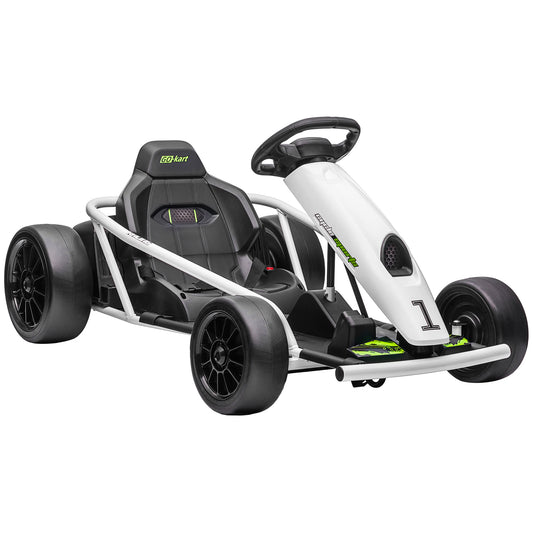 Photo of HOMCOM 24V Electric Go Kart for Kids, Drift Ride-On Racing Go Kart with 2 Speeds, for Boys Girls Aged 8-12 Years Old, White in White colour on a white background