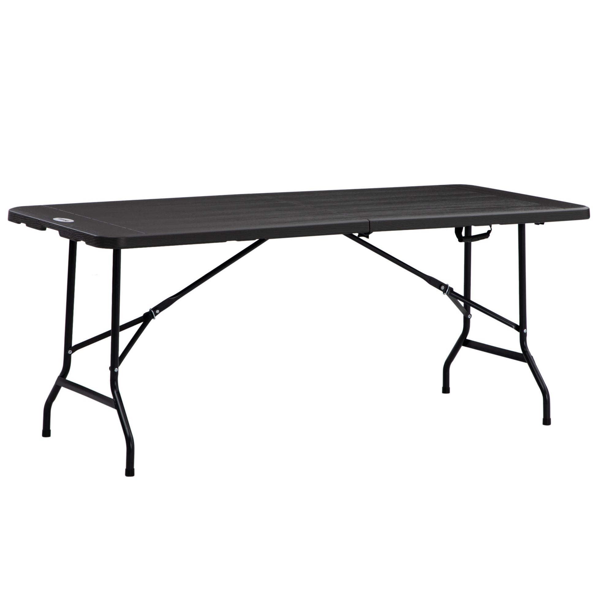Photo of Outsunny Folding Garden Dining Table for 6, Rectangular Outdoor Dining Table with HDPE Tabletop, Foldable Garden Table with Steel Frame for Balcony, Porch, Charcoal Grey in Grey colour on a white background