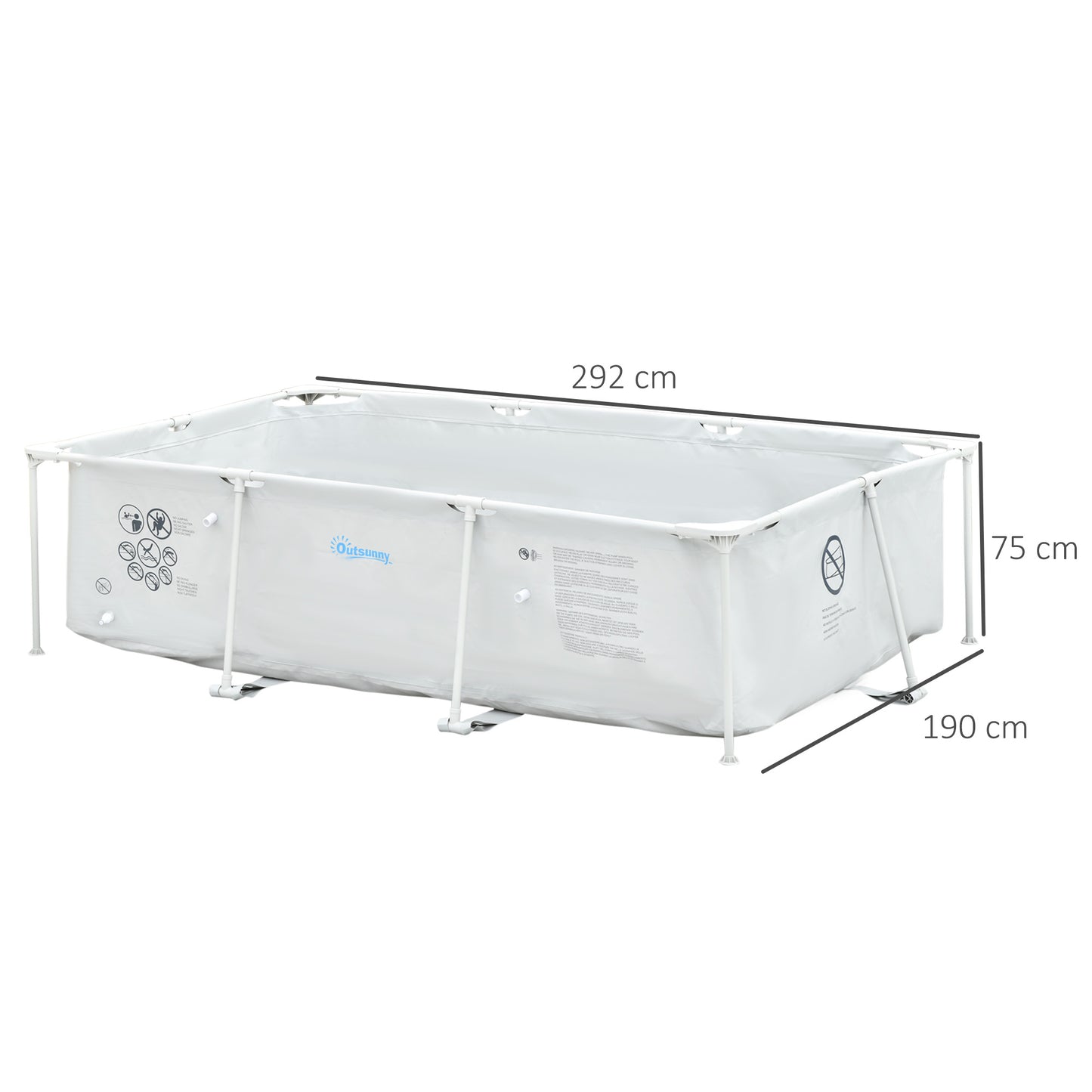 Outsunny Steel Frame Pool with Filter Pump, Filter Cartridge, Rust Resistant Above Ground Swimming Pool, Grey