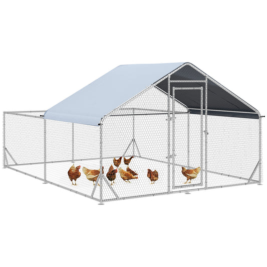 Photo of PawHut Walk-In Chicken Run, Hen House, with Roof, for Ducks, Chickens, Rabbits in Rabbits colour on a white background