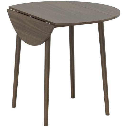 Photo of HOMCOM Folding Dining Table for 4, Round Drop Leaf Table, Modern Space Saving Small Kitchen Table with Wood Legs for Dining Room, Grey in Grey colour on a white background