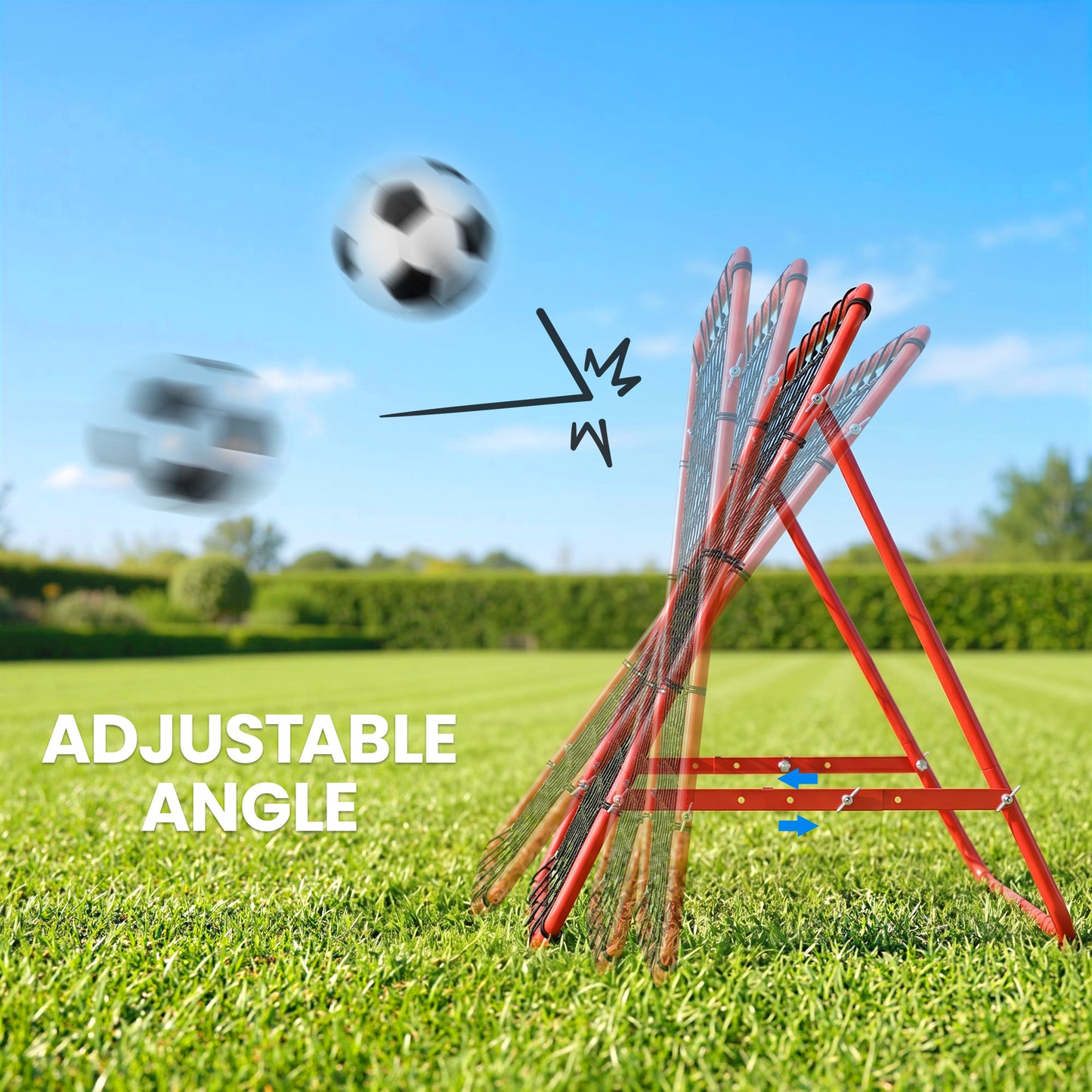 HOMCOM Rebounder Net, Practise Kickback Goal, for Teens, Adults Training - Red