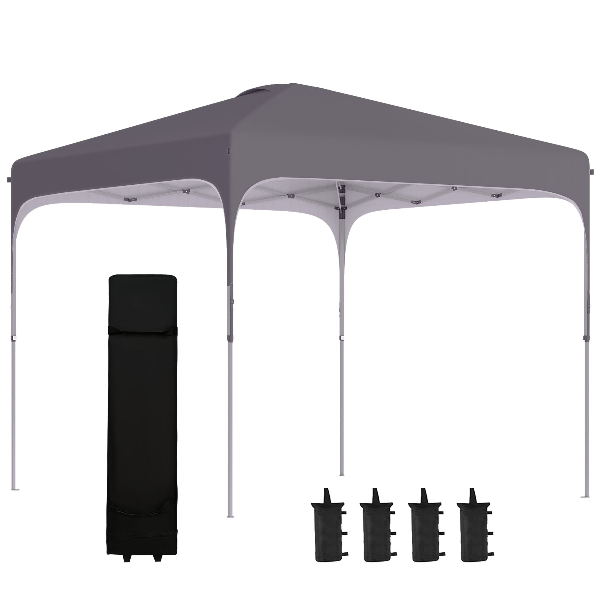 Photo of Outsunny 3 x 3(M) Pop Up Gazebo, UPF 50+ Foldable Canopy Tent with Wheeled Carrybag, 4 Leg Weight Bags, Height Adjustable Marquee Shelter 1 person easy setup for Outdoor Garden Patio Party, Dark Grey in Grey colour on a white background