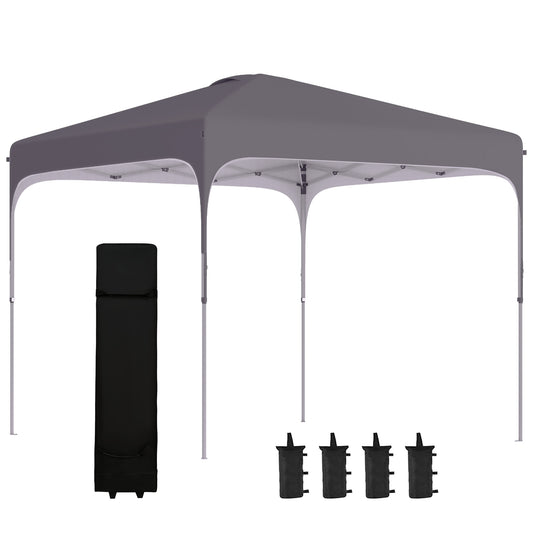 Photo of Outsunny 3 x 3(M) Pop Up Gazebo, UPF 50+ Foldable Canopy Tent with Wheeled Carrybag, 4 Leg Weight Bags, Height Adjustable Marquee Shelter 1 person easy setup for Outdoor Garden Patio Party, Dark Grey in Grey colour on a white background