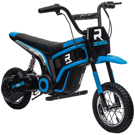 Photo of HOMCOM 24V Electric Motorbike 18km/h with Twist Grip Throttle, Enhanced Power and Extended Range - Blue in Blue colour on a white background