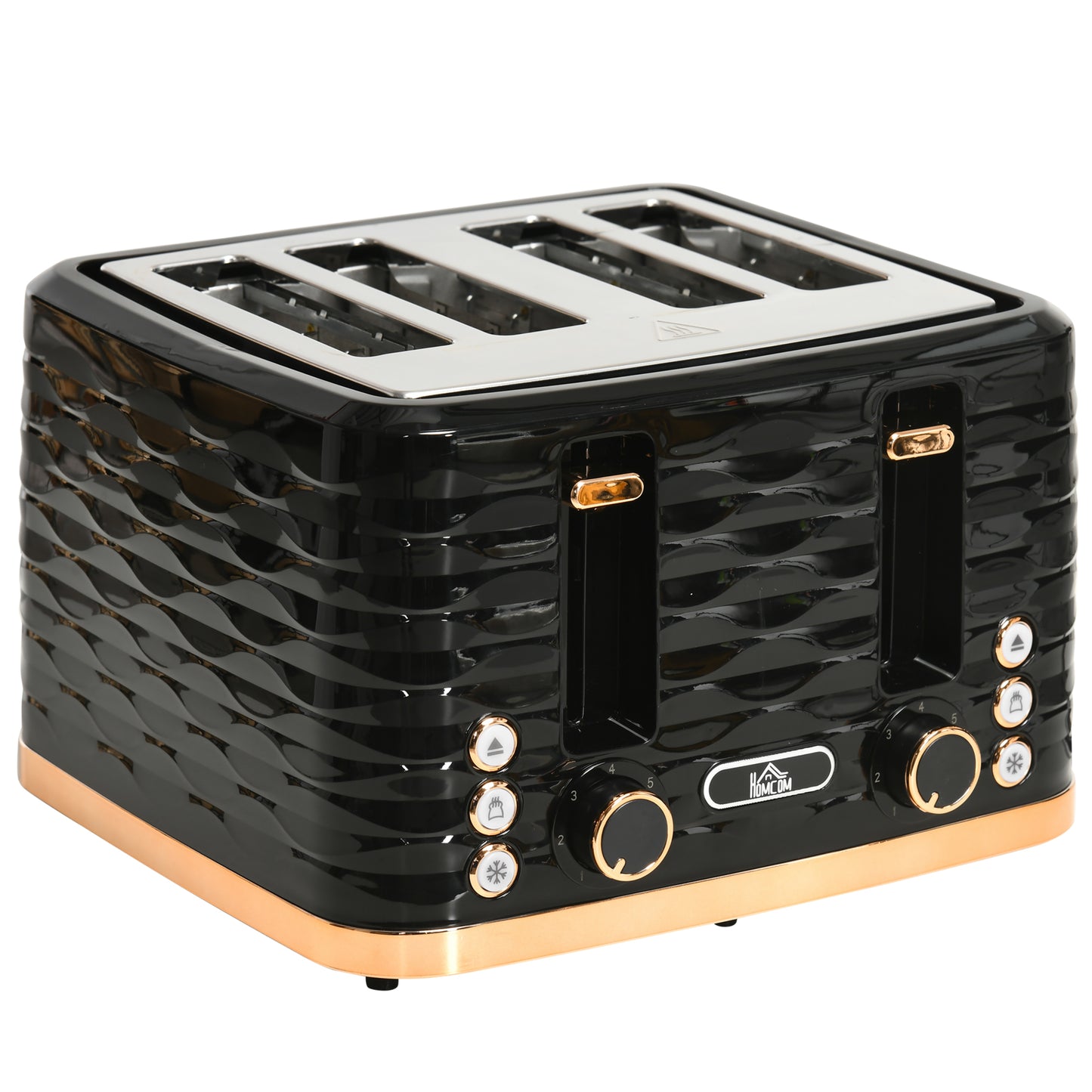 Photo of HOMCOM Four-Slice Rippled Toaster - Black in Black colour on a white background
