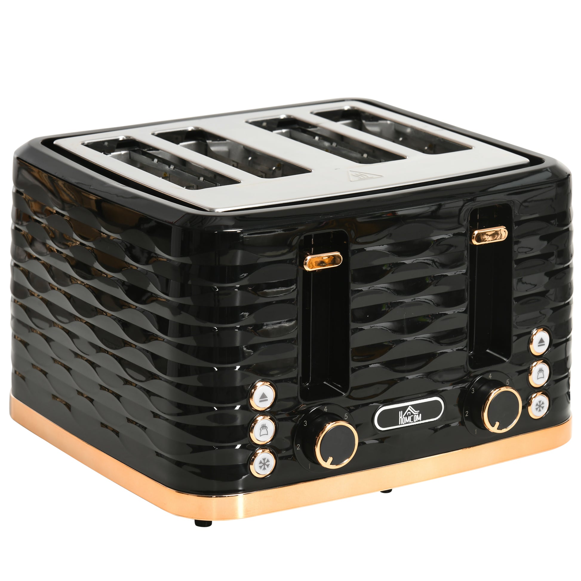 Photo of HOMCOM Four-Slice Rippled Toaster - Black in Black colour on a white background
