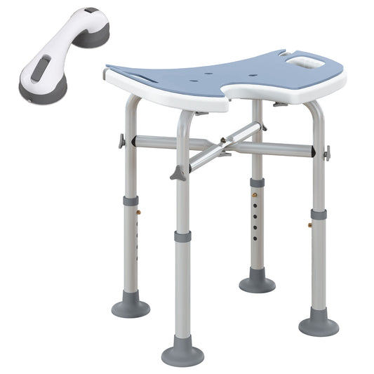 Photo of HOMCOM 39-51.5cm 'U' Seat Padded Shower Stool - Light Blue in Blue colour on a white background