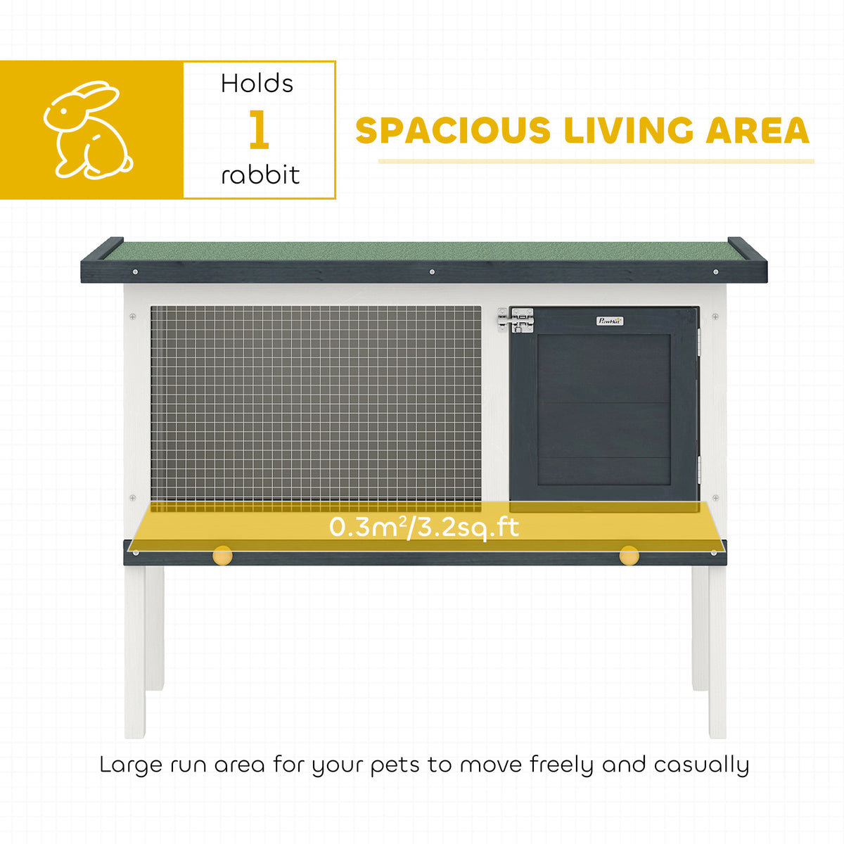 PawHut rabbit hutch with mesh run and 0.3 square meter living area