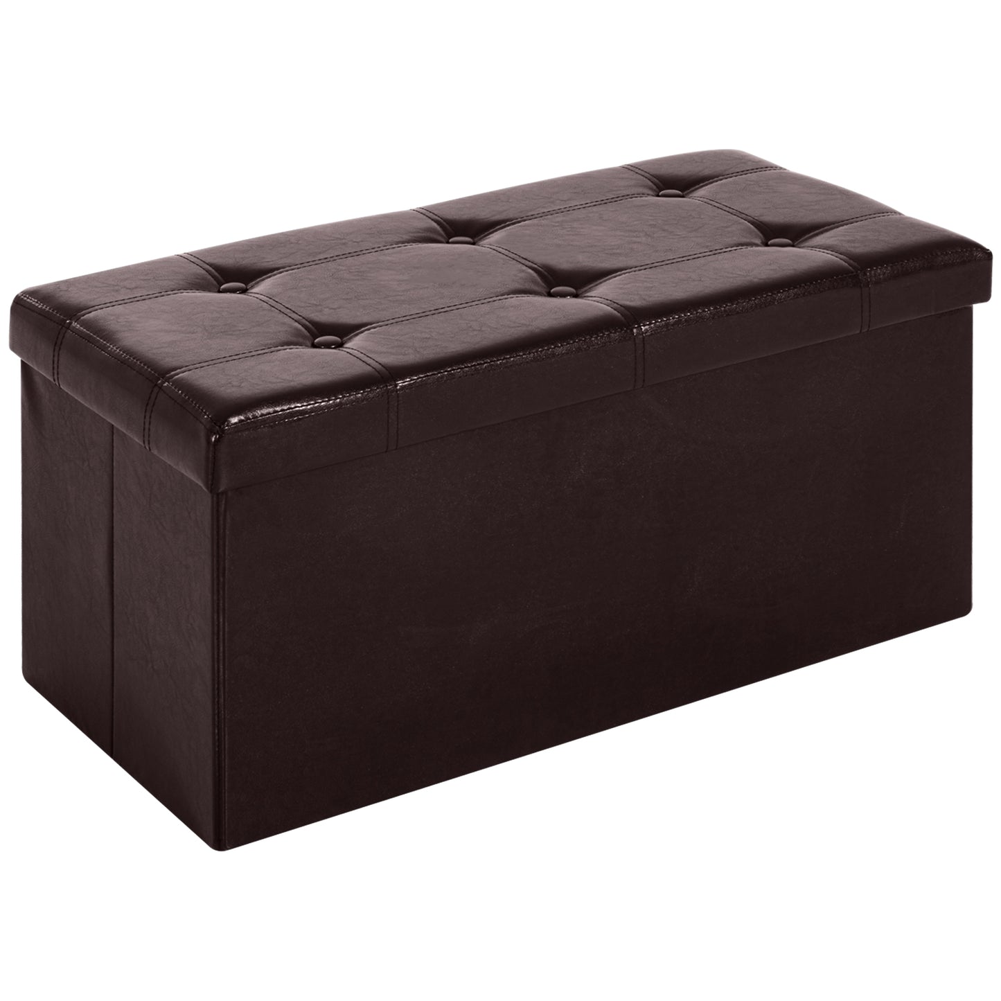 Photo of HOMCOM Folding Faux Leather Storage Cube Ottoman Bench Seat PU Rectangular Footrest Stool Box (Brown) in (Brown) colour on a white background