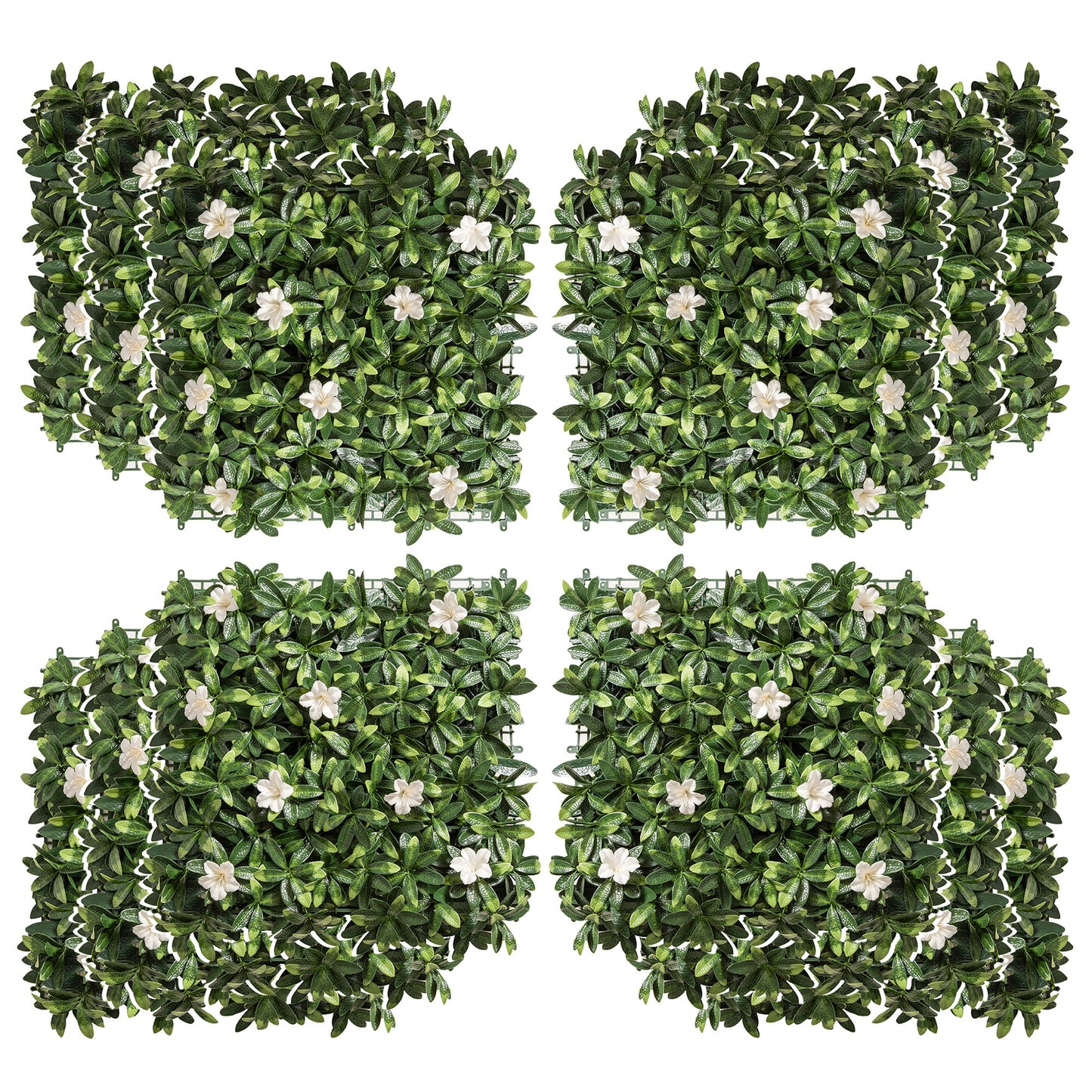 Photo of Outsunny 12PCS Artificial Boxwood Wall Panels 50cm x 50cm Rhododendron Privacy Fence Screen Faux Hedge Greenery Backdrop for Home Garden Backyard Balcony in Balcony colour on a white background
