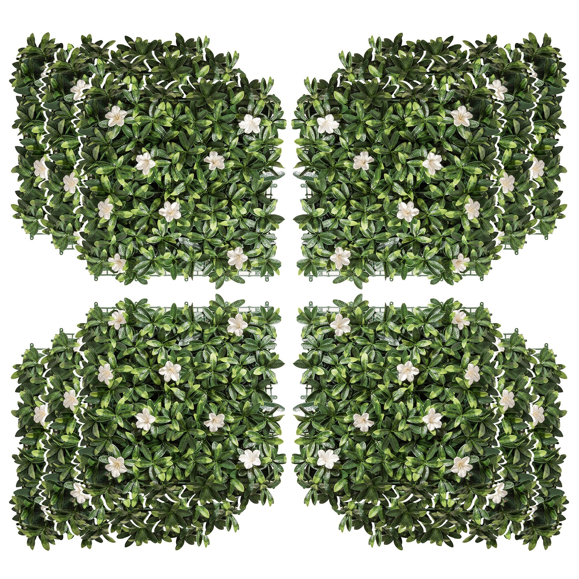 Photo of Outsunny 12PCS Artificial Boxwood Wall Panels 50cm x 50cm Rhododendron Privacy Fence Screen Faux Hedge Greenery Backdrop for Home Garden Backyard Balcony in Balcony colour on a white background