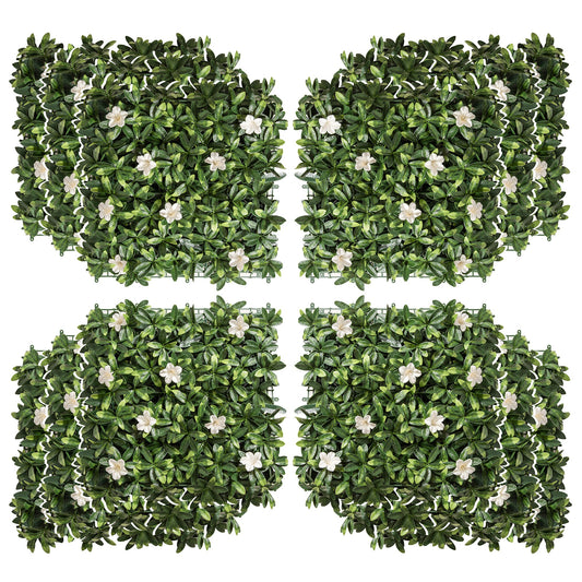 Photo of Outsunny 12PCS Artificial Boxwood Wall Panels 50cm x 50cm Rhododendron Privacy Fence Screen Faux Hedge Greenery Backdrop for Home Garden Backyard Balcony in Balcony colour on a white background