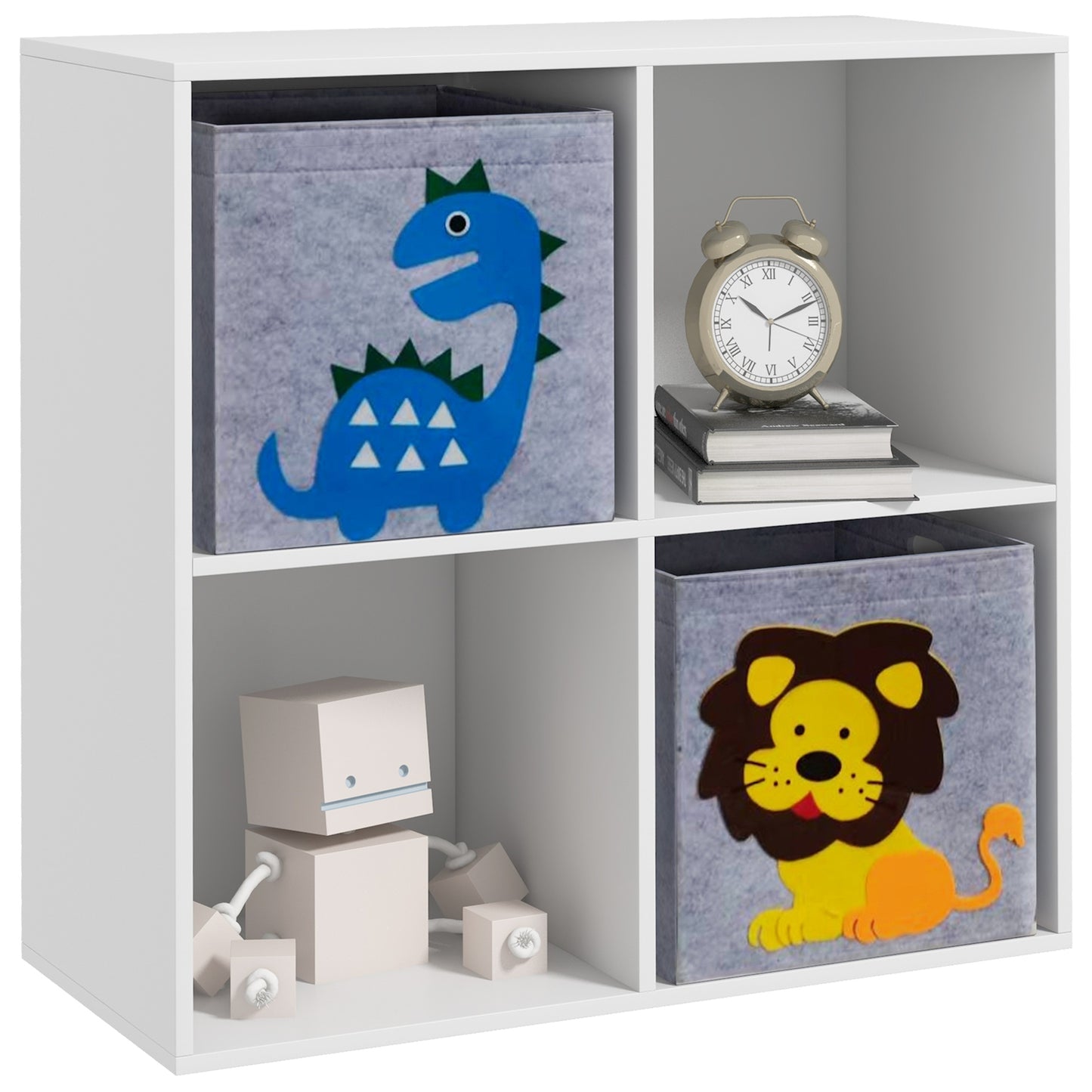 Photo of ZONEKIZ Kids Toy Box with Two Non-Woven Fabric Drawers, 61.8 x 29.9 x 61.8cm - White in White colour on a white background