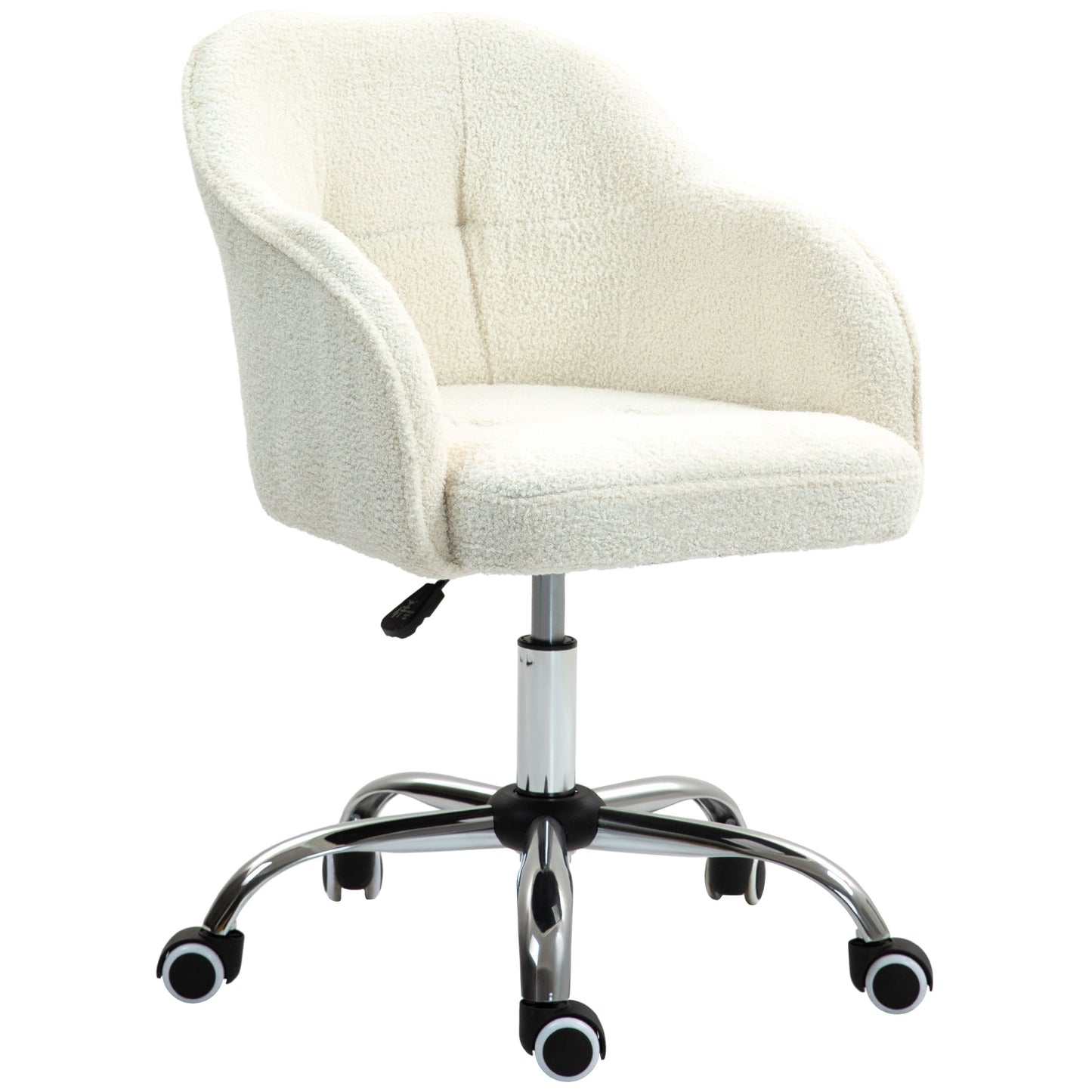 Photo of HOMCOM 46-56 cm Teddy Fleece Office Chair - Cream in Cream colour on a white background
