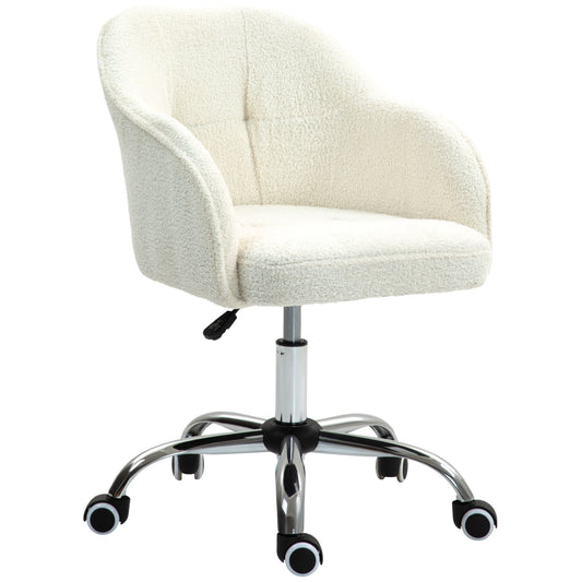 Photo of HOMCOM 46-56 cm Teddy Fleece Office Chair - Cream in Cream colour on a white background