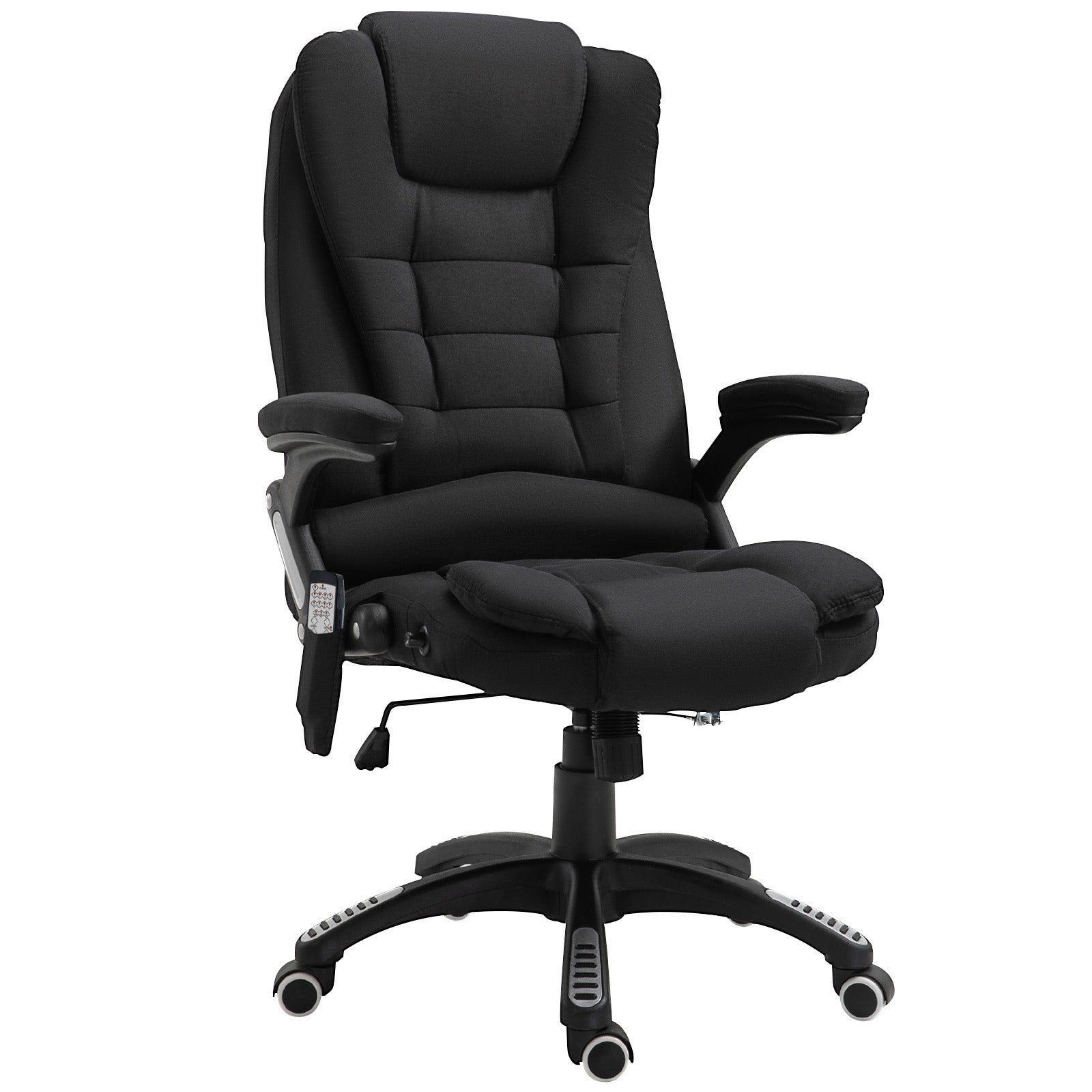 Photo of Vinsetto Massage Recliner Chair Heated Office Chair with Six Massage Points Linen-Feel Fabric 360° Swivel Wheels Black in Black colour on a white background