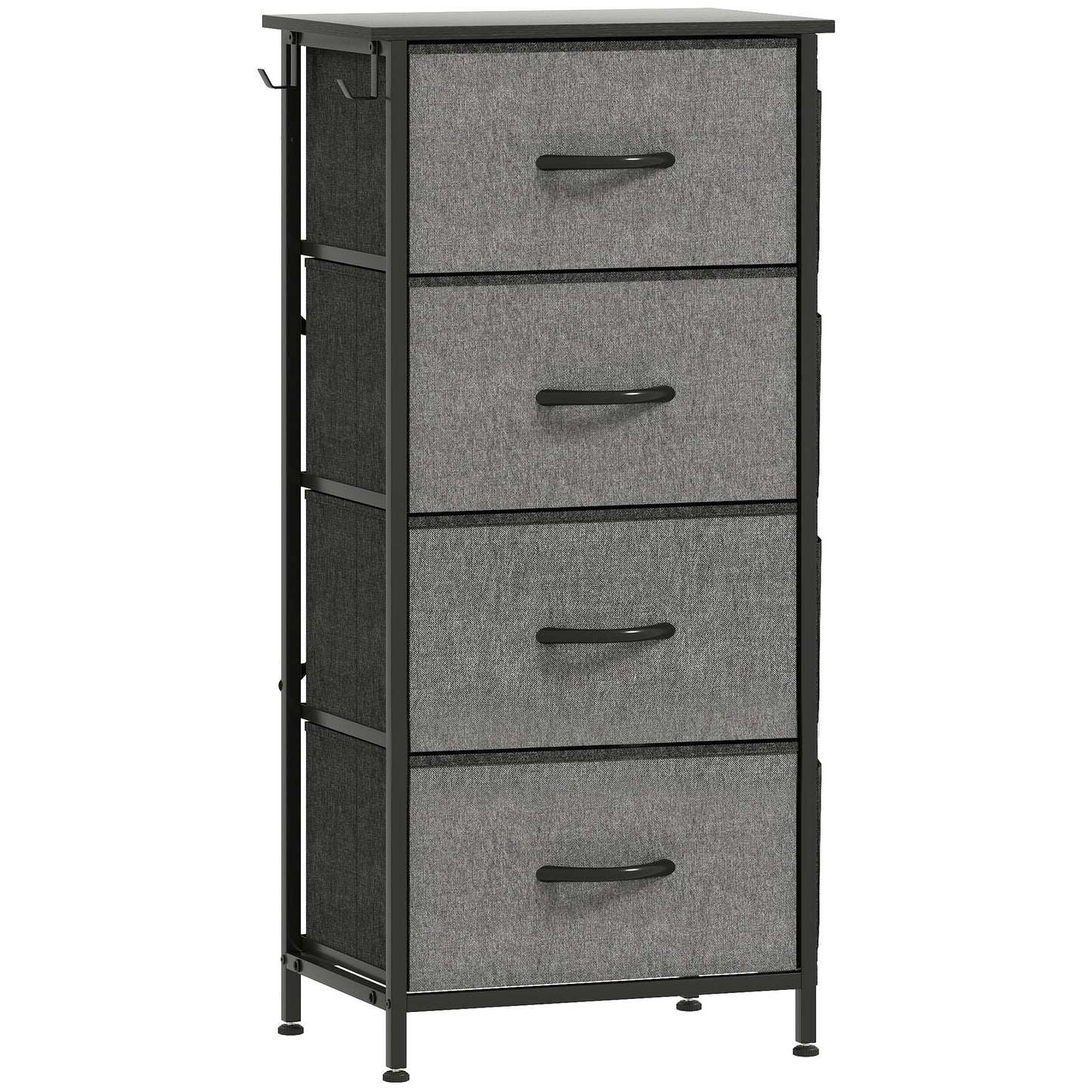Photo of HOMCOM Chest of Four Fabric Drawers - Charcoal Grey in Grey colour on a white background