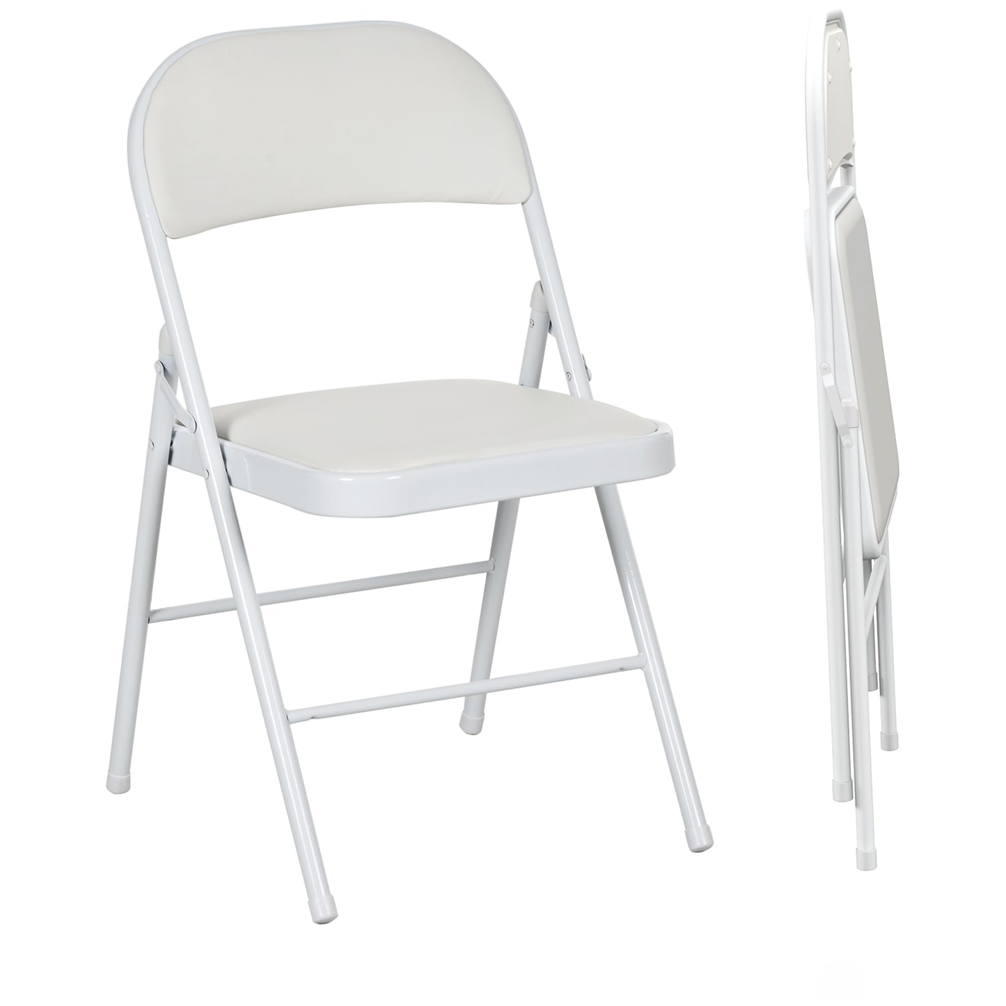 Photo of HOMCOM Set of Two Cushioned Folding Chairs - White in White colour on a white background