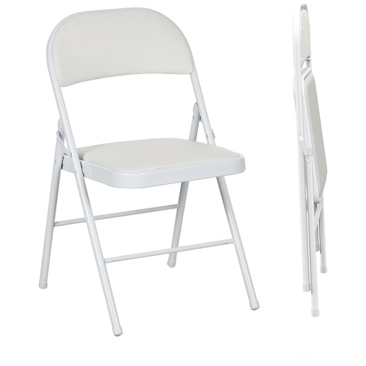 Photo of HOMCOM Set of Two Cushioned Folding Chairs - White in White colour on a white background